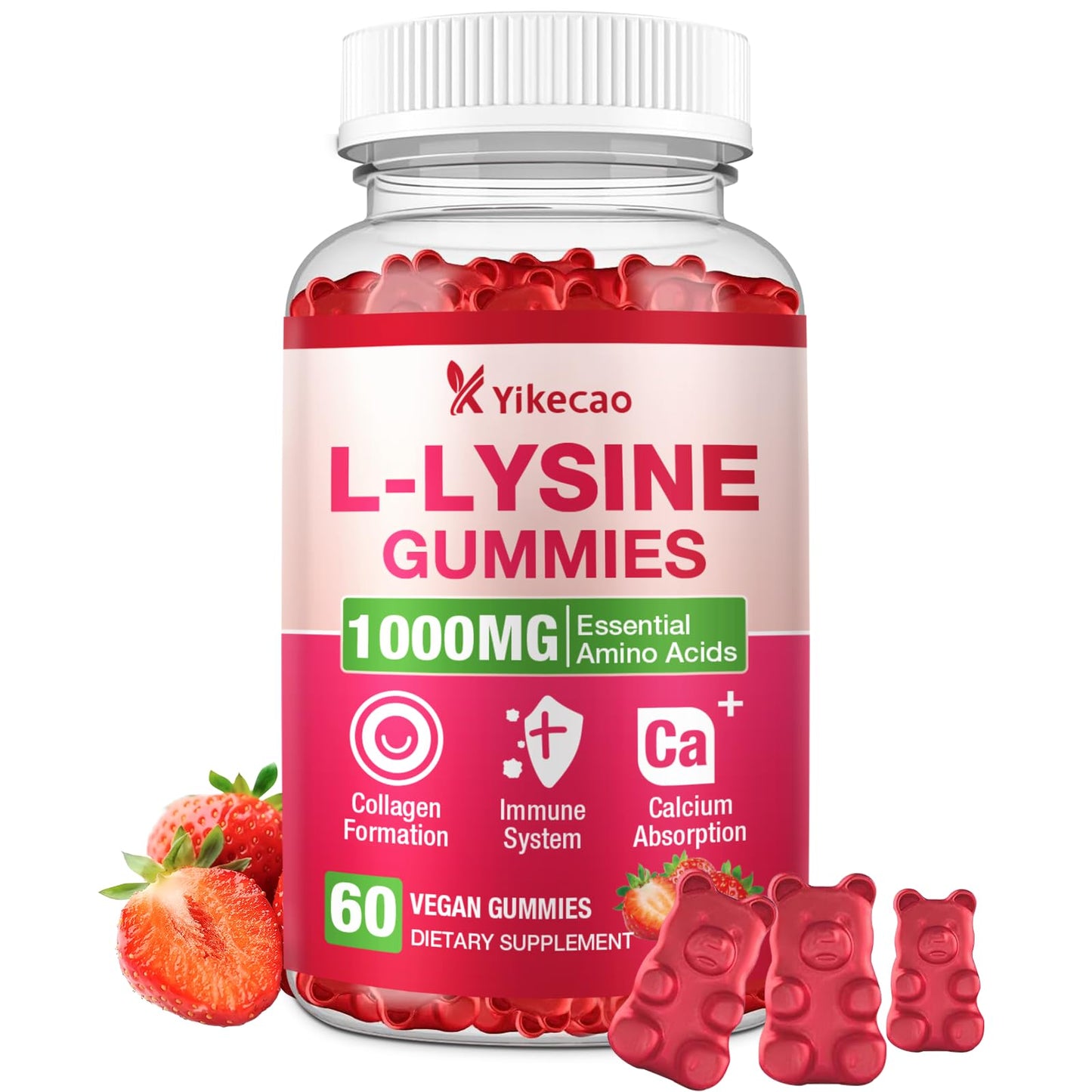 Yikecao L-Lysine 1000mg Gummies, 60 Count