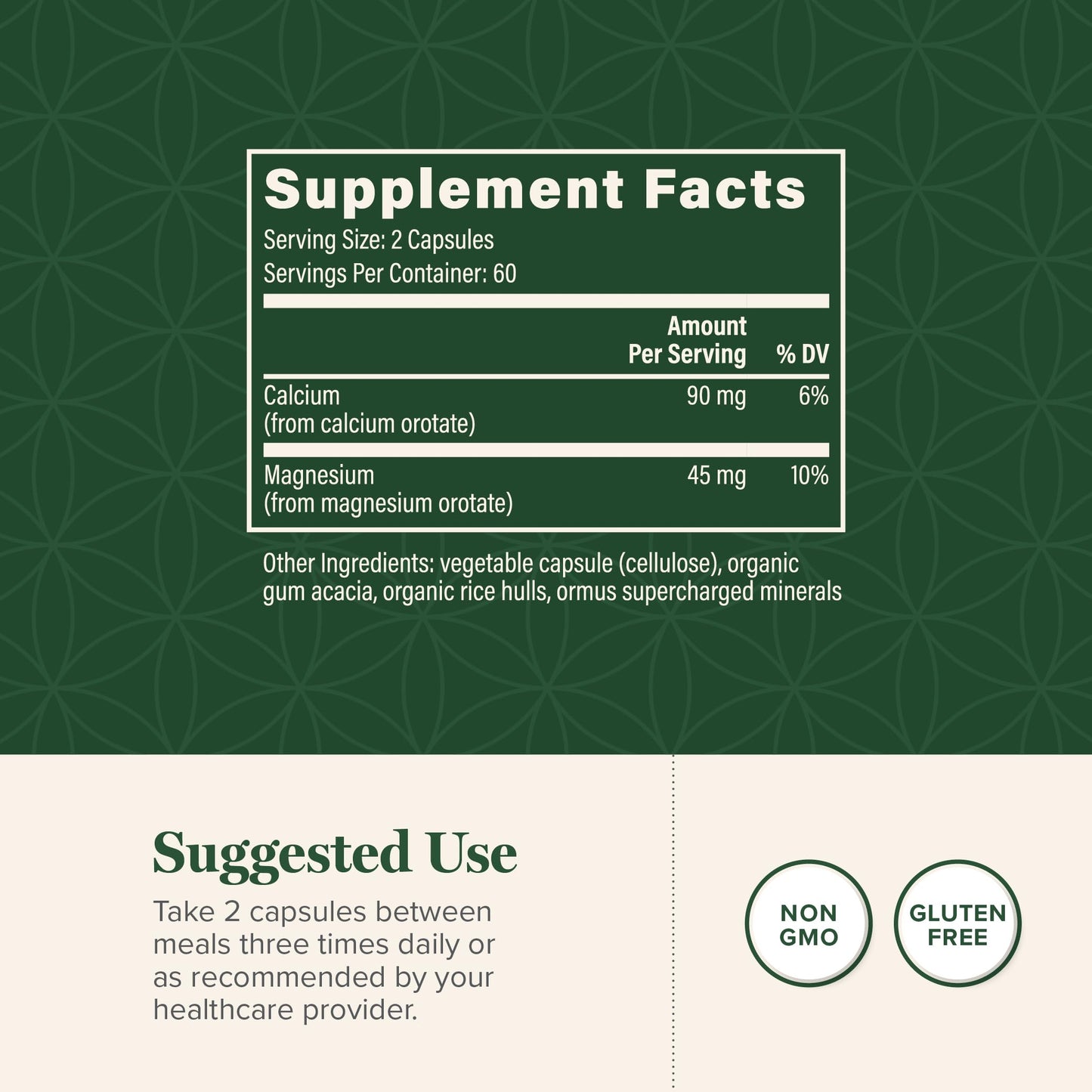 Global Healing Center Calcium and Magnesium Orotate 90 Capsules