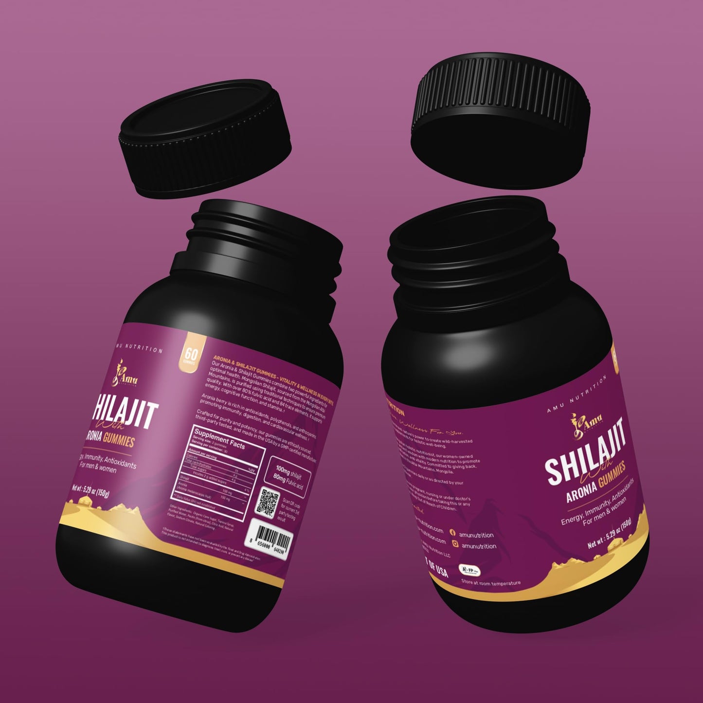 AMU NUTRITION Shilajit Gummies, 60 Count