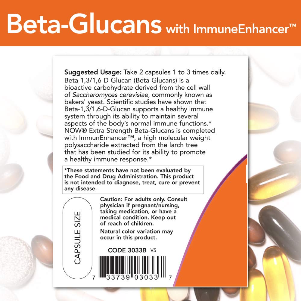 NOW Foods Beta-Glucans with ImmunEnhancer 60 VegiCaps Capsule, 120 Count