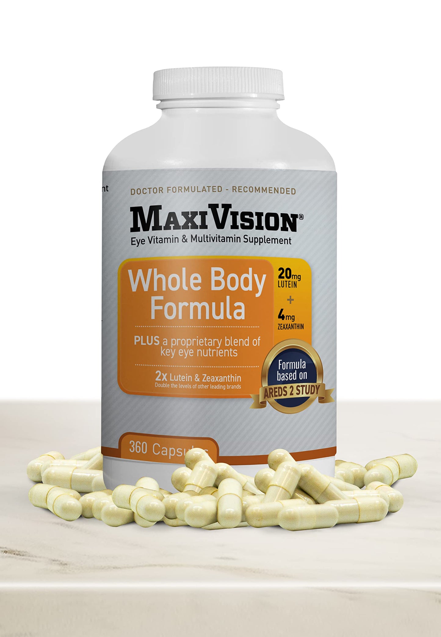 MaxiVision AREDS 2 Eye Vitamins with Lutein and Zeaxanthin Capsules, 360 Count