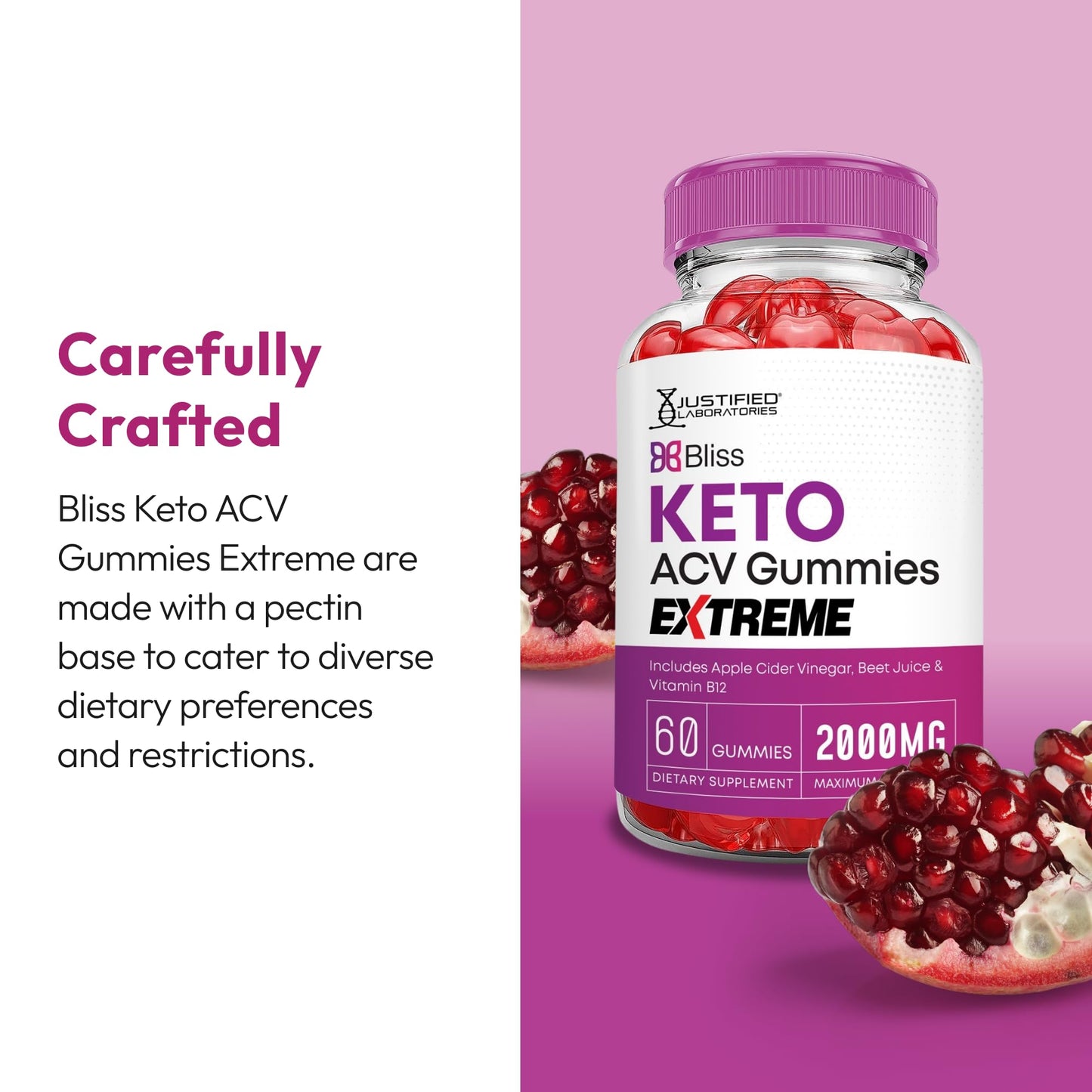 Justified Laboratories Bliss Keto ACV Gummies Extreme (2000 mg) - 120 Gummies