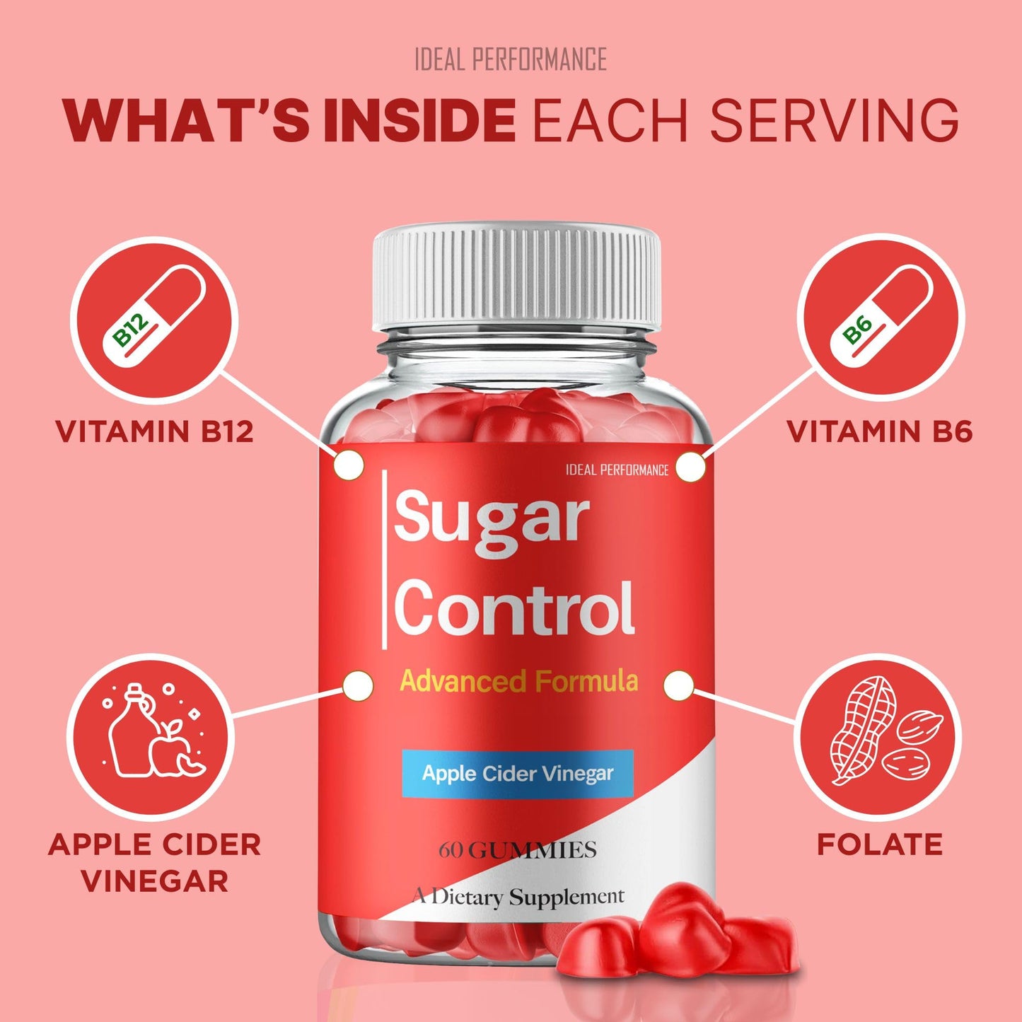 IDEAL PERFORMANCE Sugar Control Gummies 120 Count