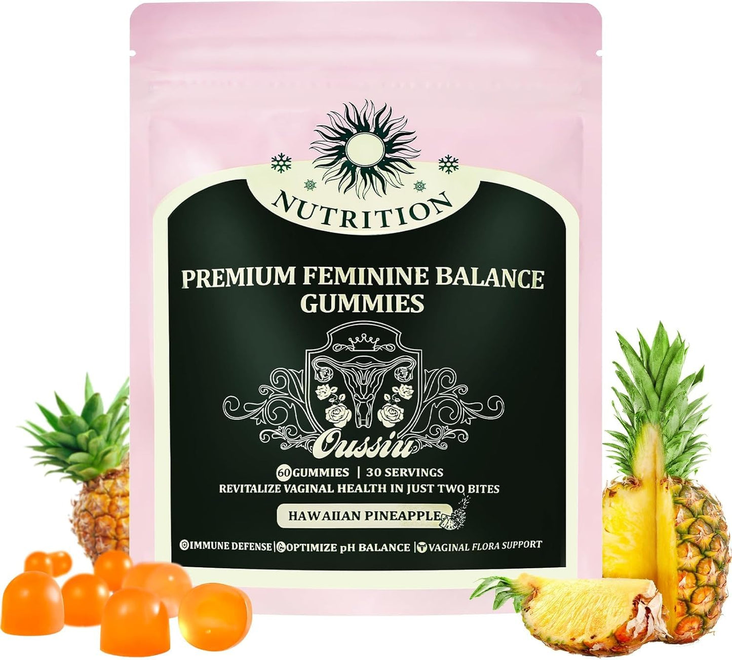 Oussiu Premium Feminine Balance Gummies, 60 Count