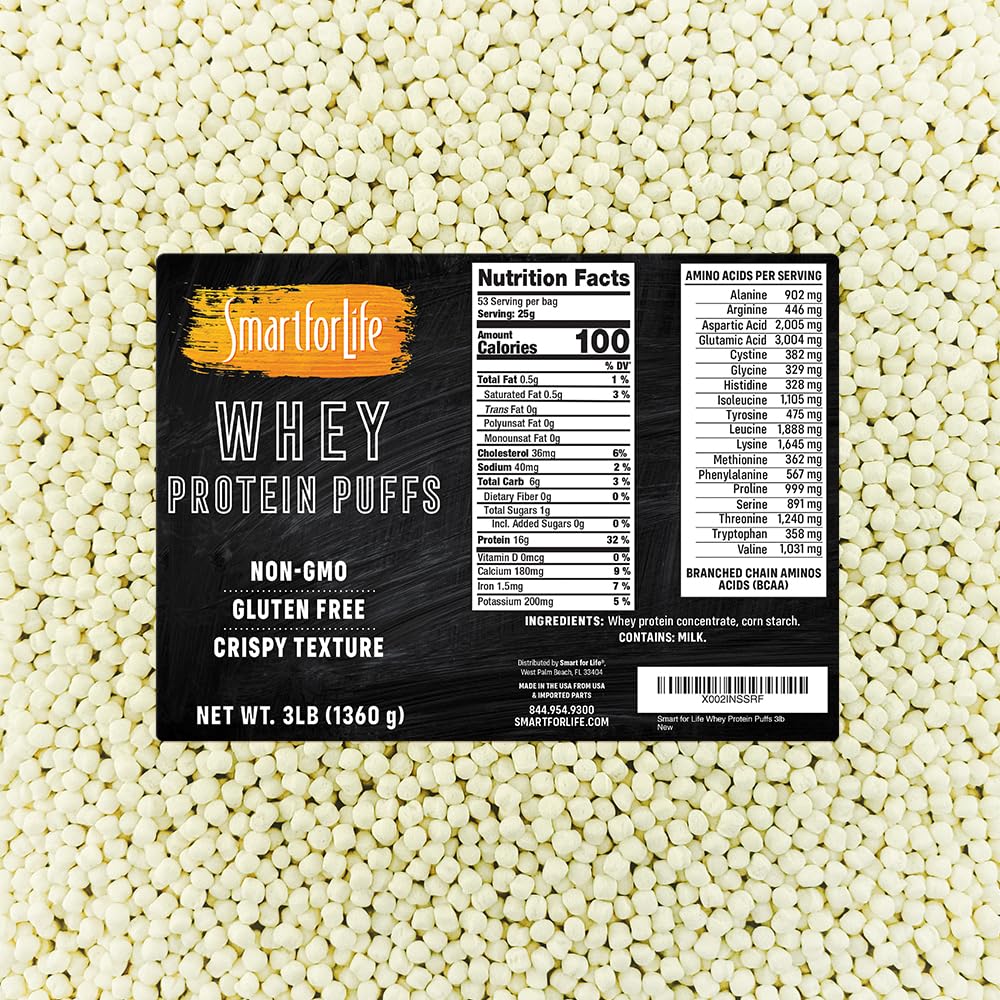 Smart for Life Whey Protein Puffs, 3 lb Box, 48 Servings