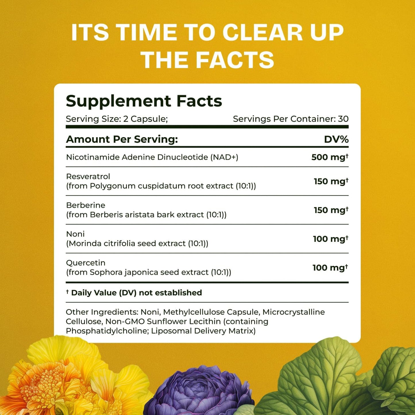 Resurrected Health Liposomal NAD Supplement for Women with Noni Capsules, 60 Count