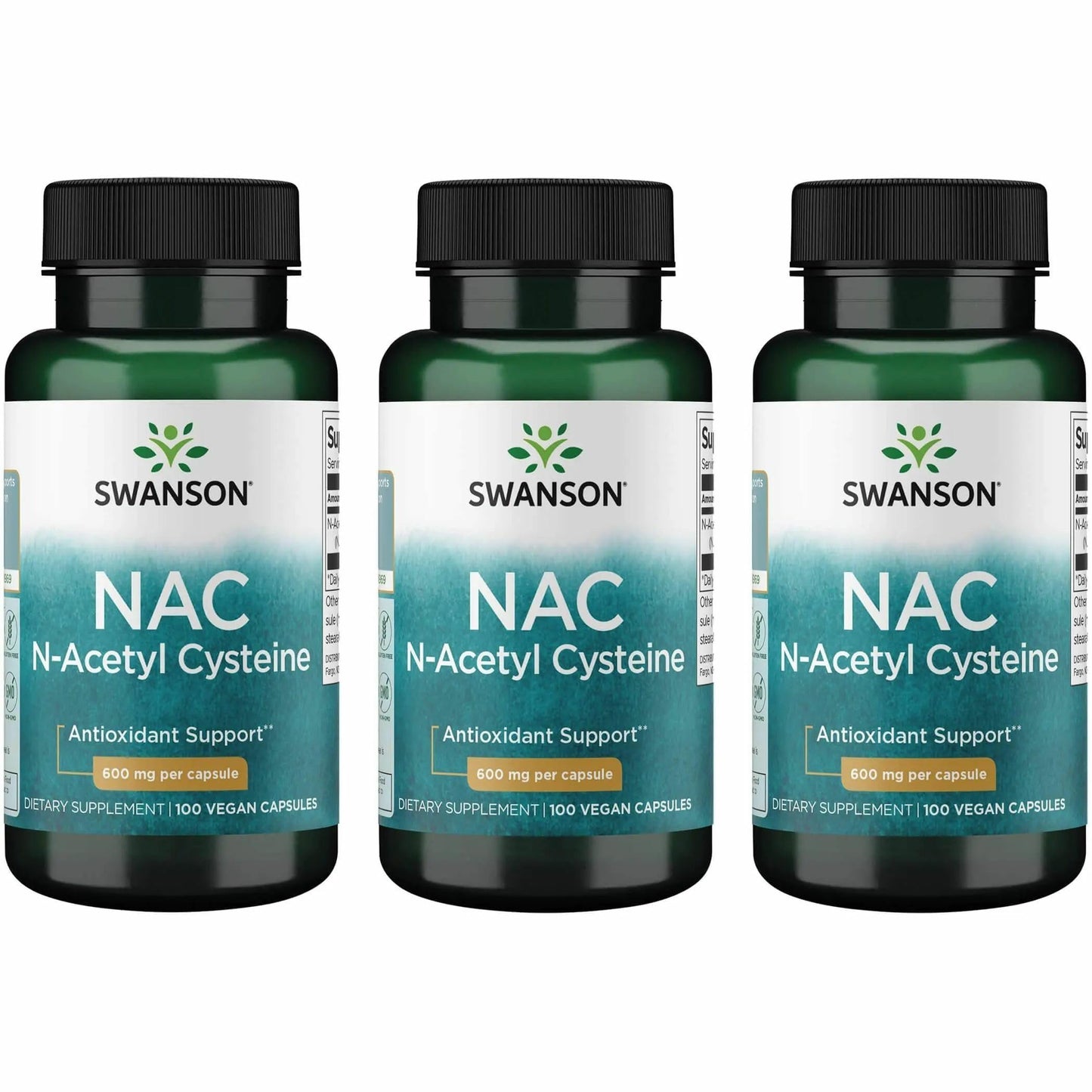 Swanson Premium Brand NAC N-Acetyl Cysteine 600 mg Liver Health and Antioxidant Supplement Vegan Capsules, 300