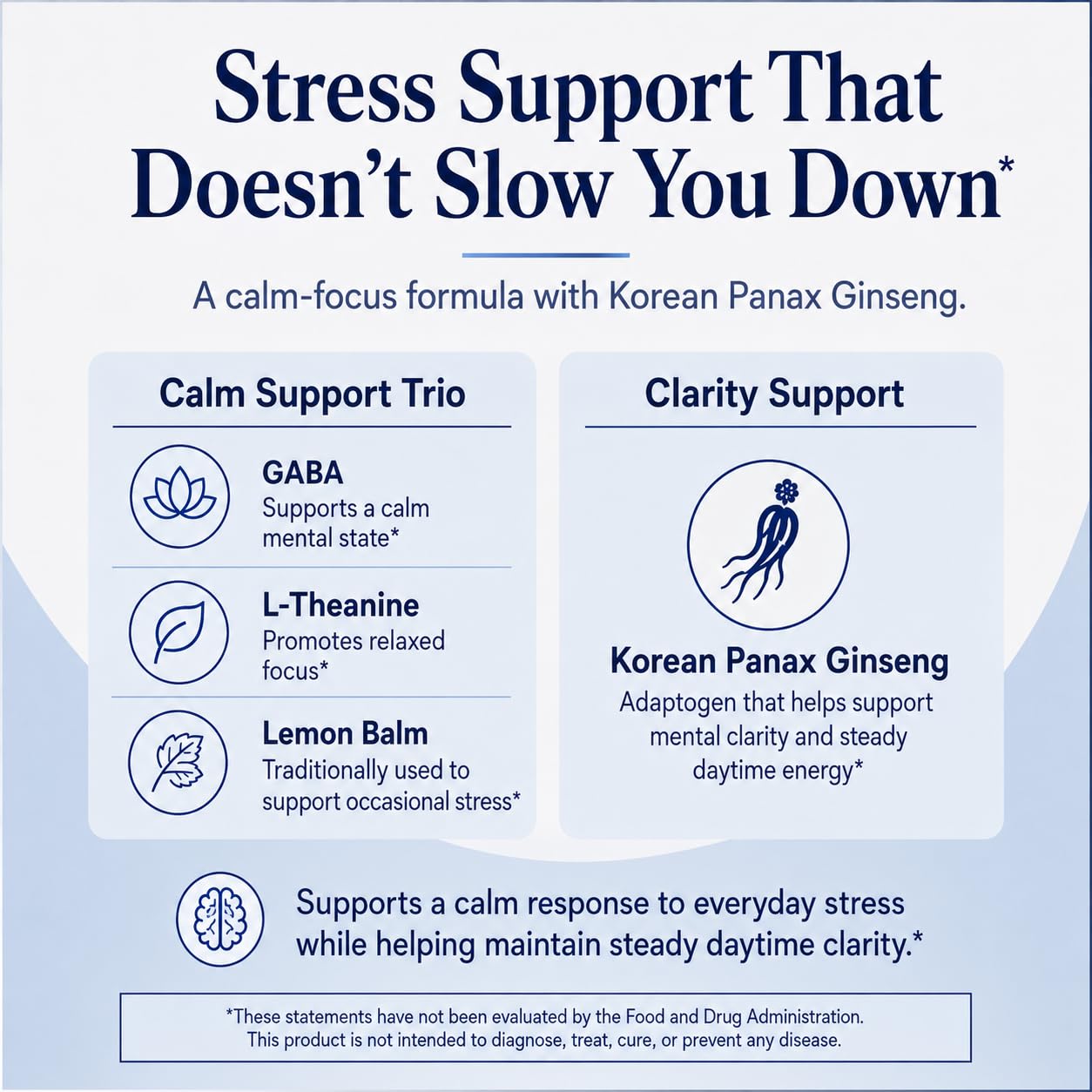 Stellar Secret Relaxing Calm Energy Capsules, GABA, Korean Panax Ginseng, L-Theanine & Lemon Balm, Daytime Calm Focus & Stress Support, 60 Capsules