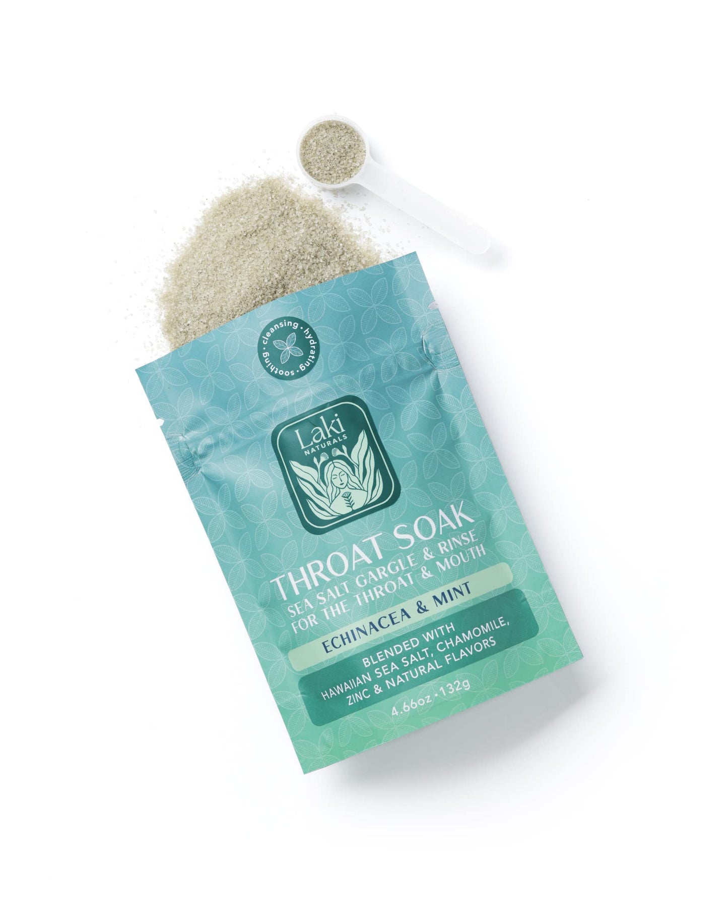 Laki Naturals Throat Soak, Echinacea & Mint, Natural Sore Throat Relief Powder 4.66 Ounce