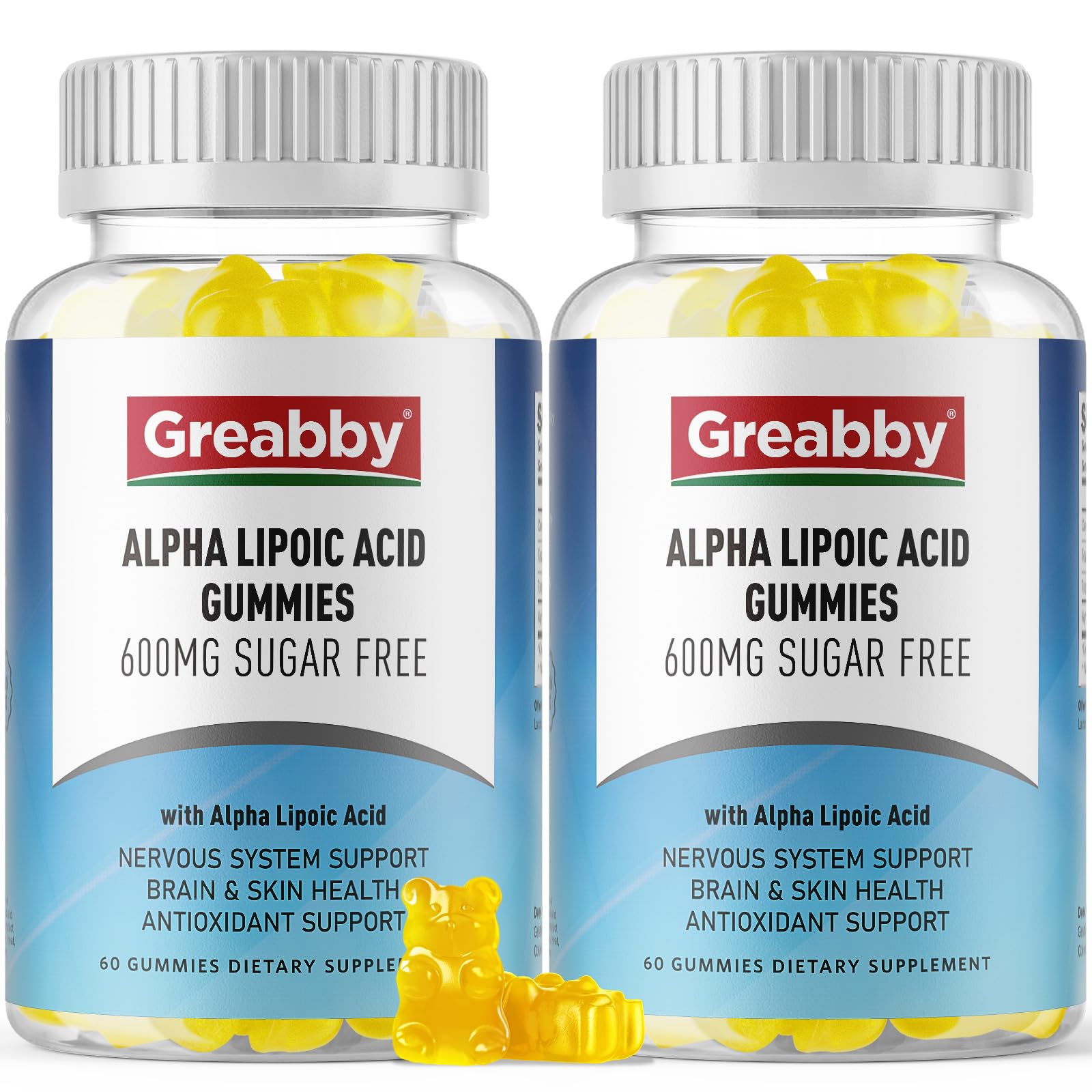 GREABBY Alpha Lipoic Acid 600mg Gummies, 120 Count