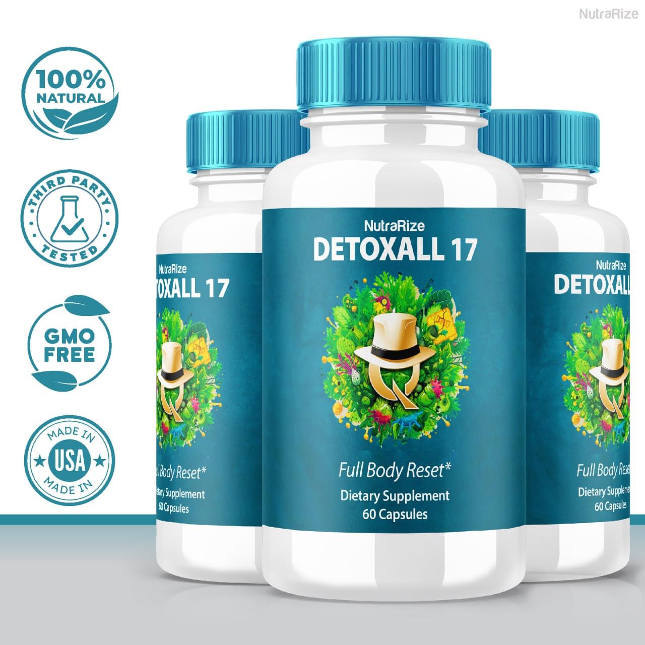 NutraRize DetoxAll 17 Full Body Reset Capsules, 120 Capsules
