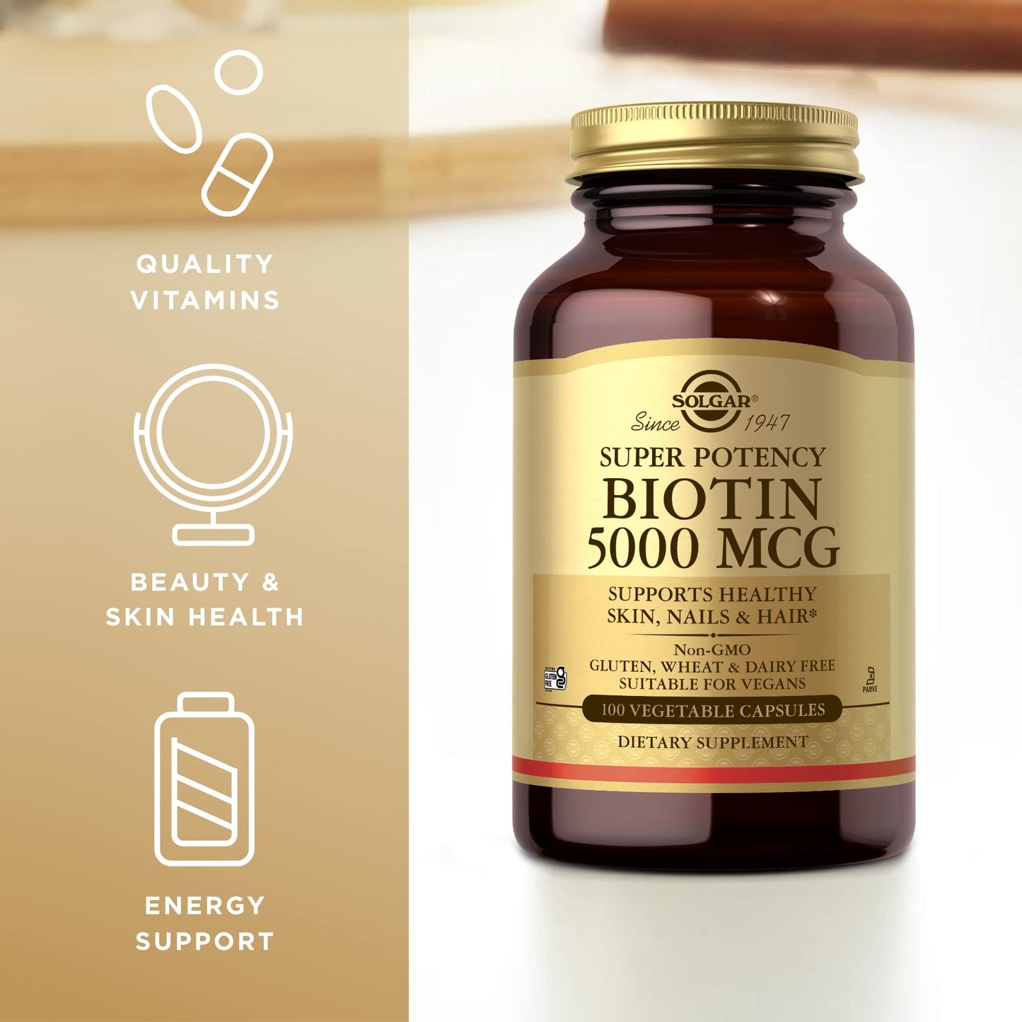 Solgar Biotin 5000 mcg Capsules, 100 Capsules