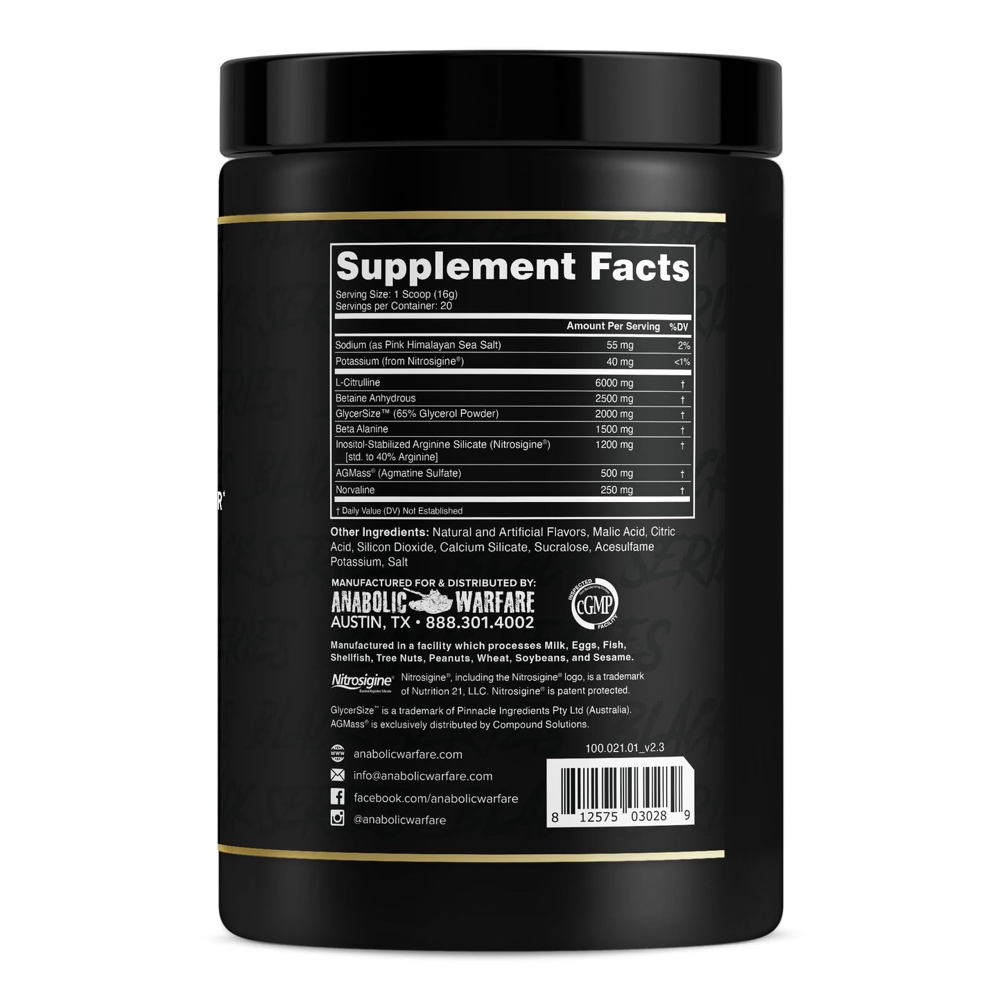 Anabolic Warfare Veiniac Muscle Pump Activator Pre-Workout Powder 11.9