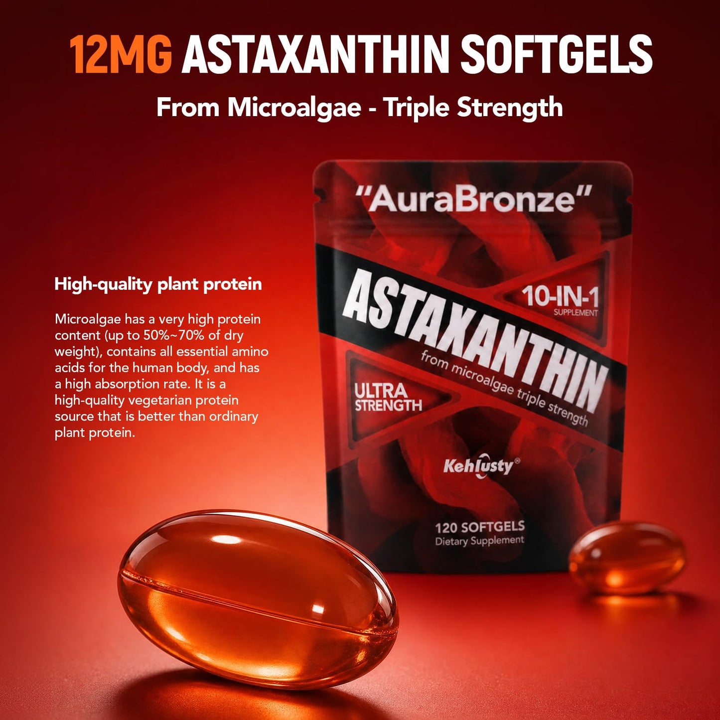 KEHLUSTY Astaxanthin 12mg Softgels, 120 Count