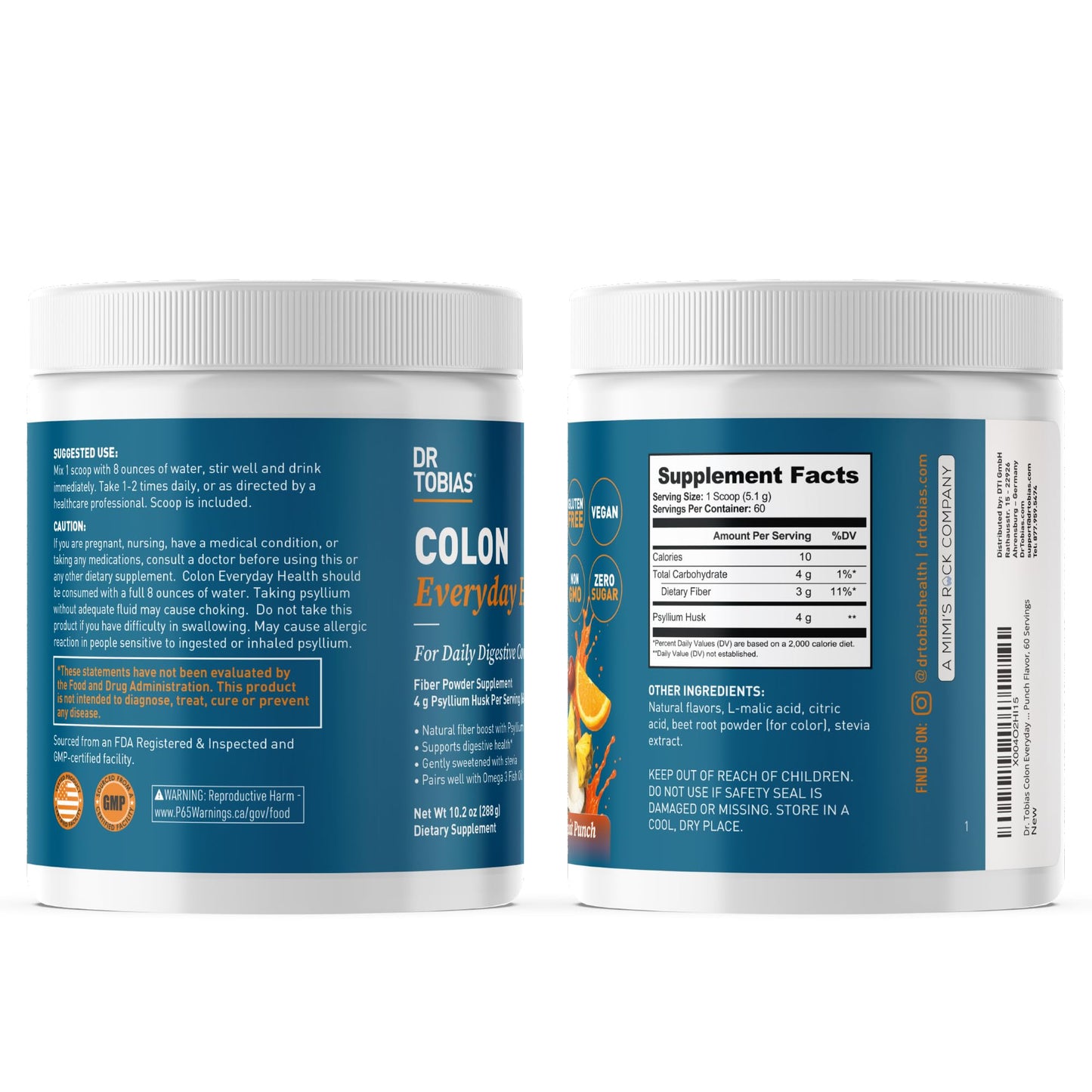 Dr. Tobias Colon Everyday Health Psyllium Fiber Supplement for Gut Health Powder, 10.2 Ounce