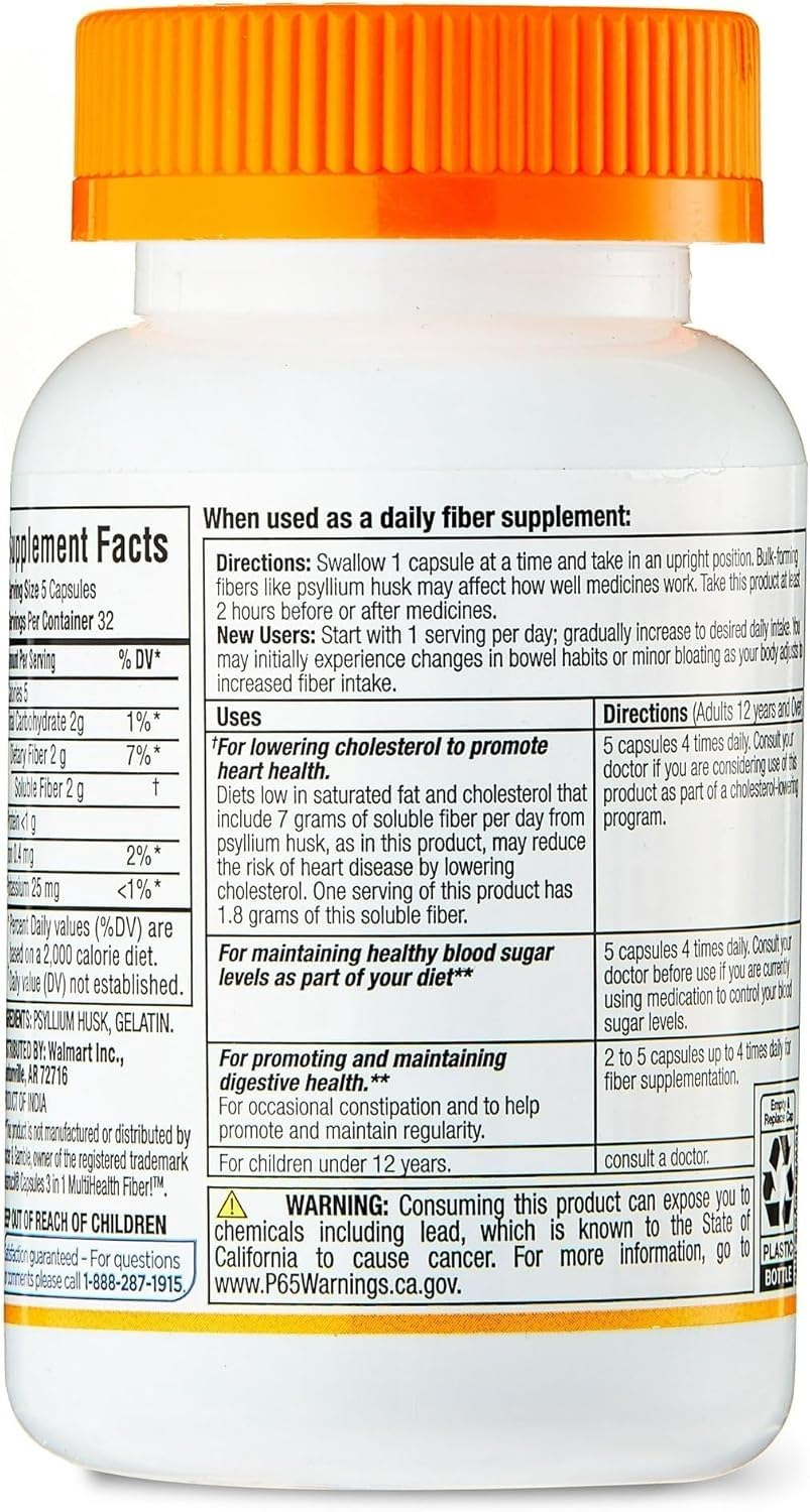 BASKETGOODS Equate Daily Fiber - Psyllium Husk Capsules 1 Capsule