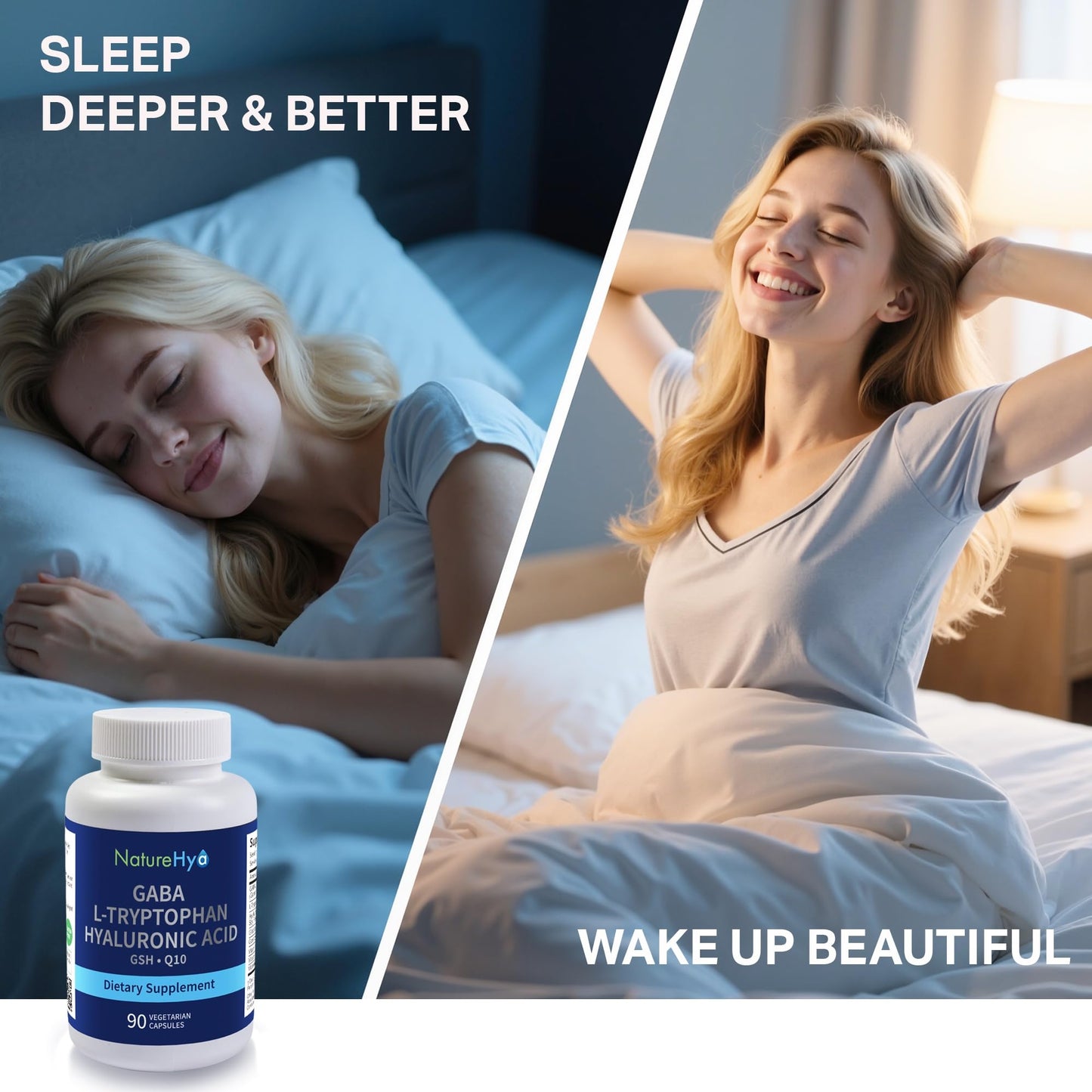NatureHya GABA + L-Tryptophan Sleep Aid Supplement Capsule 90 Count