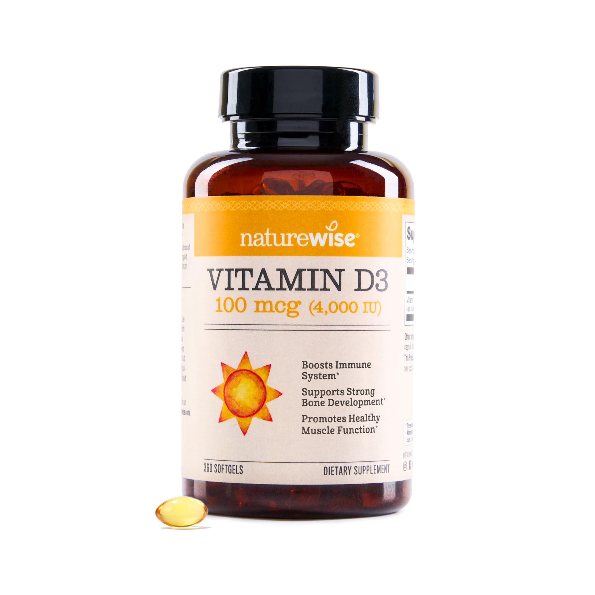 NatureWise Vitamin D3 4000iu (100 mcg) Softgels, 360 Count