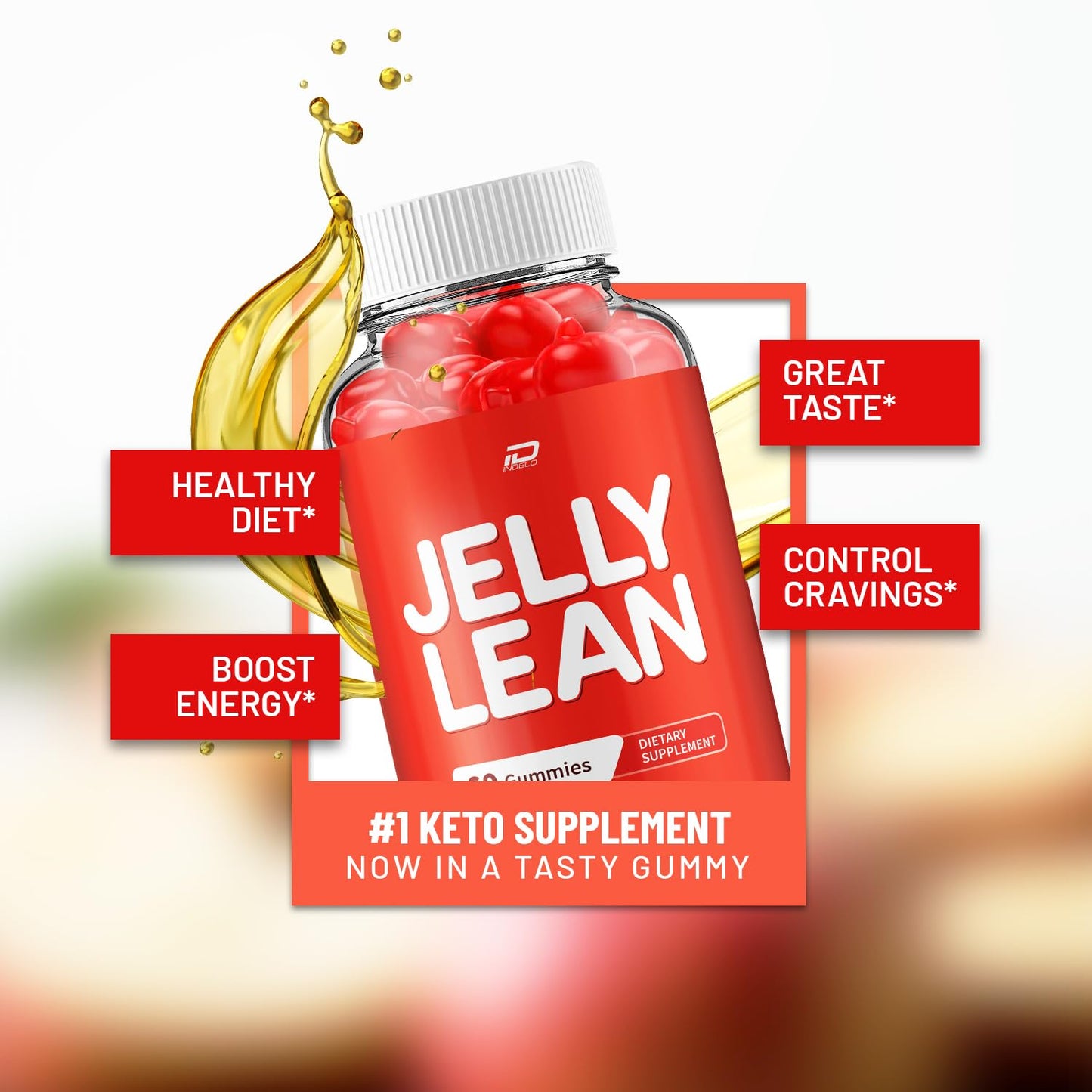 Indelo Jelly Lean Advanced Formula Supplement for Daily Health Support Gummy 60 Count