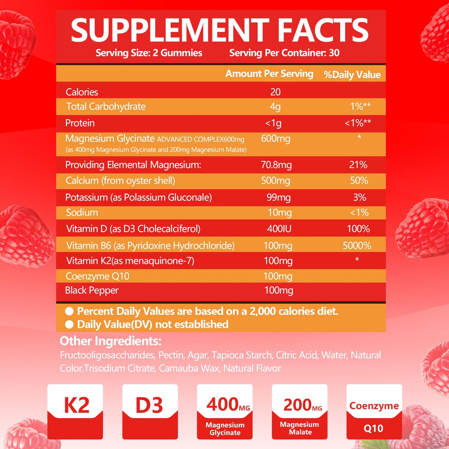 ELOEGO Magnesium Glycinate Gummies 600mg, 60 Count