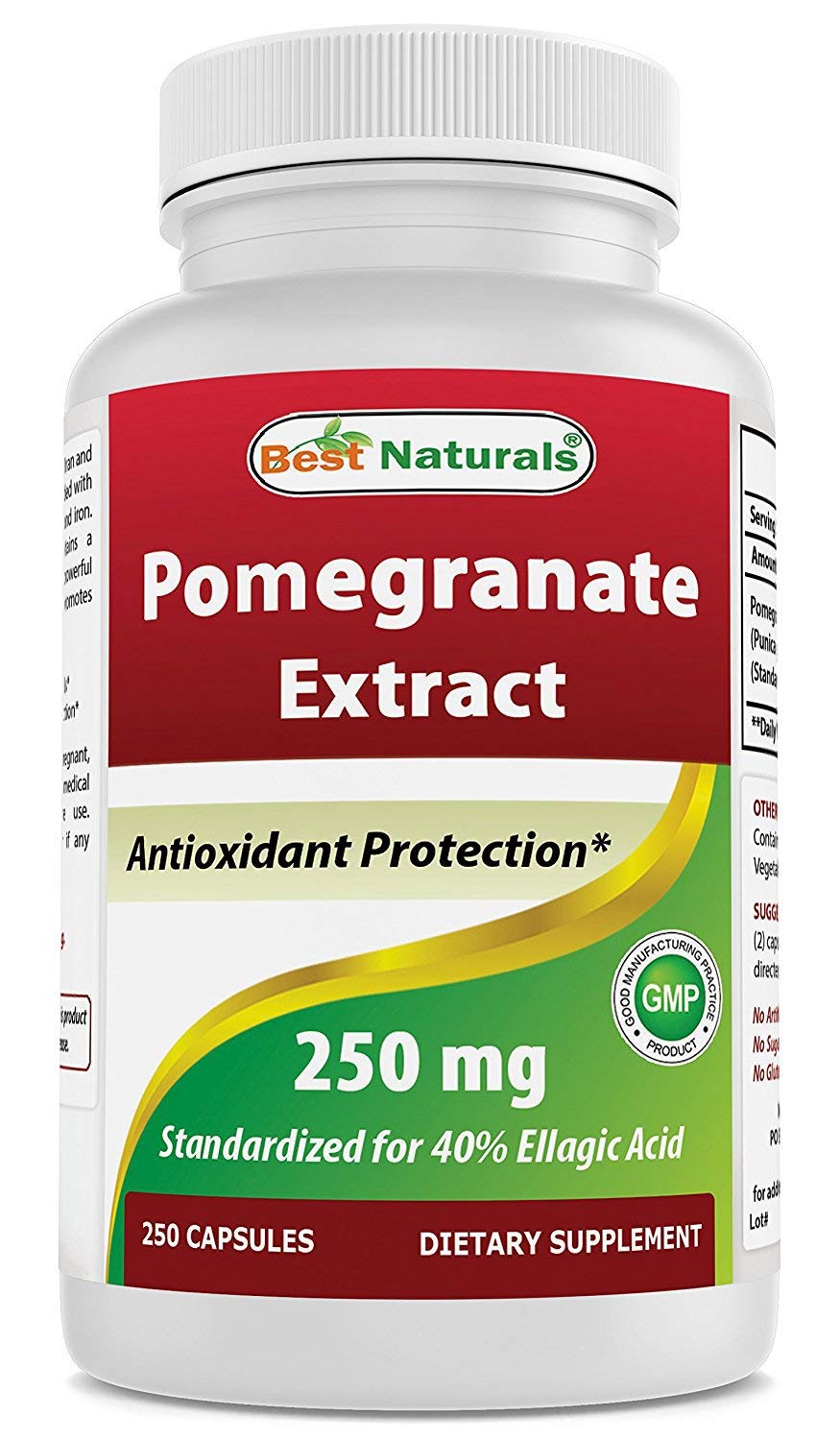 Best Naturals Pomegranate Extract 250 mg Capsule, 250 Count