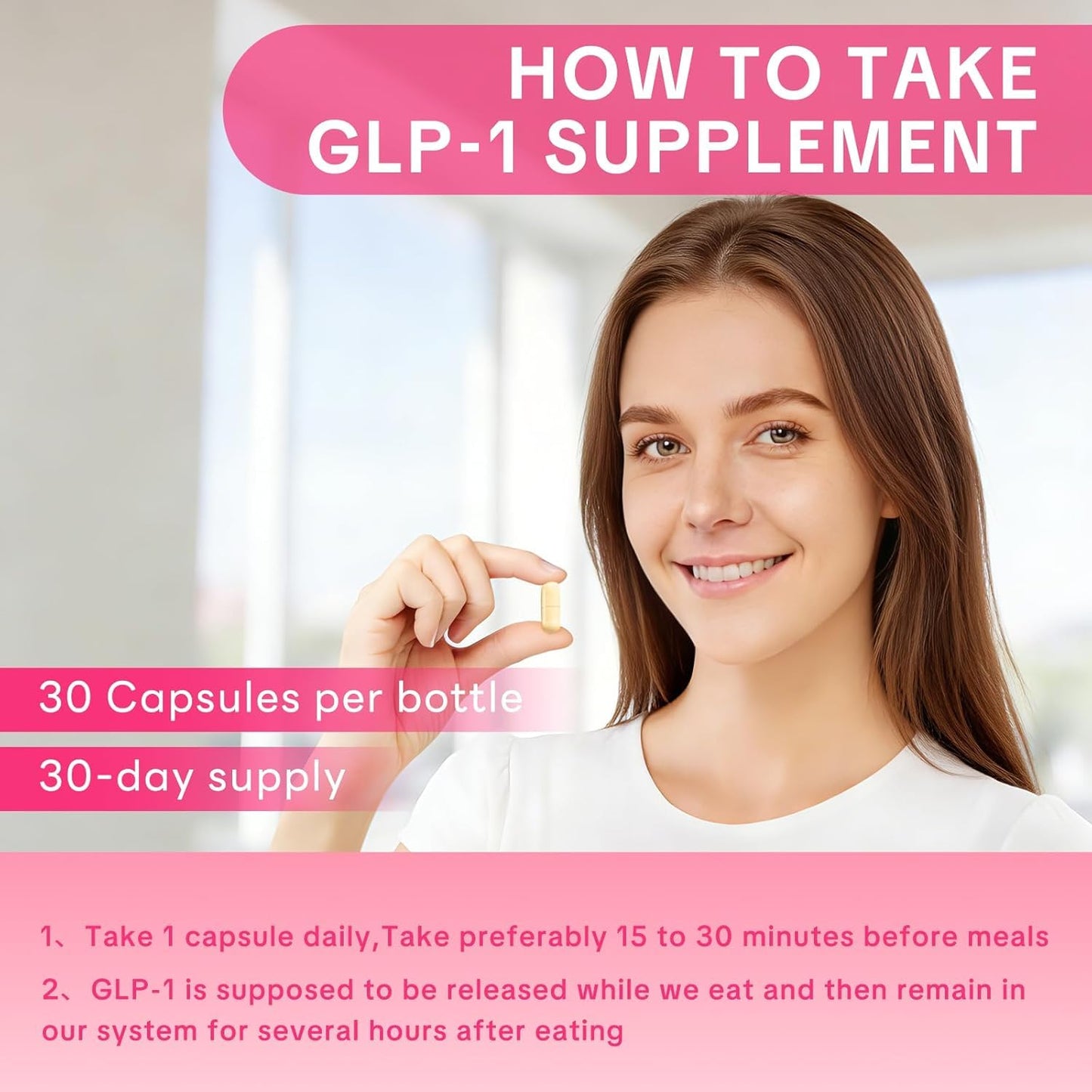 LIYILUXE GLP-1 Natural Probiotics Supplement with Akkermansia & Berberine HCI, Metabolism, Appetite and Energy Support Capsule 1 Count
