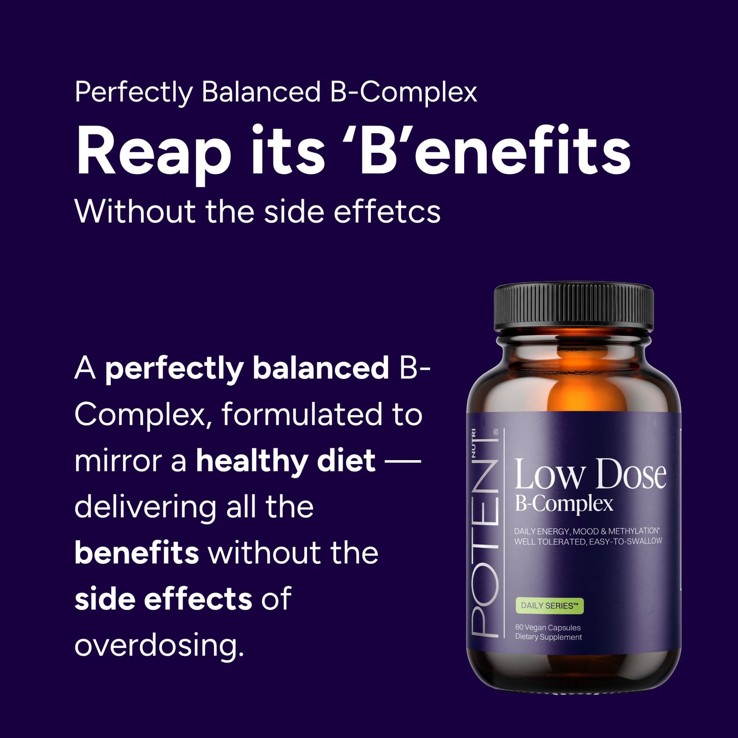 Potent Nutri Low Dose B-Complex Capsule, 60 Count