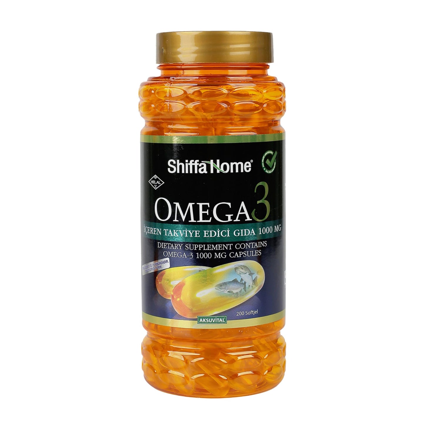 shiffahome Omega-3 Fish Oil 1000 mg Capsule, 200 Count