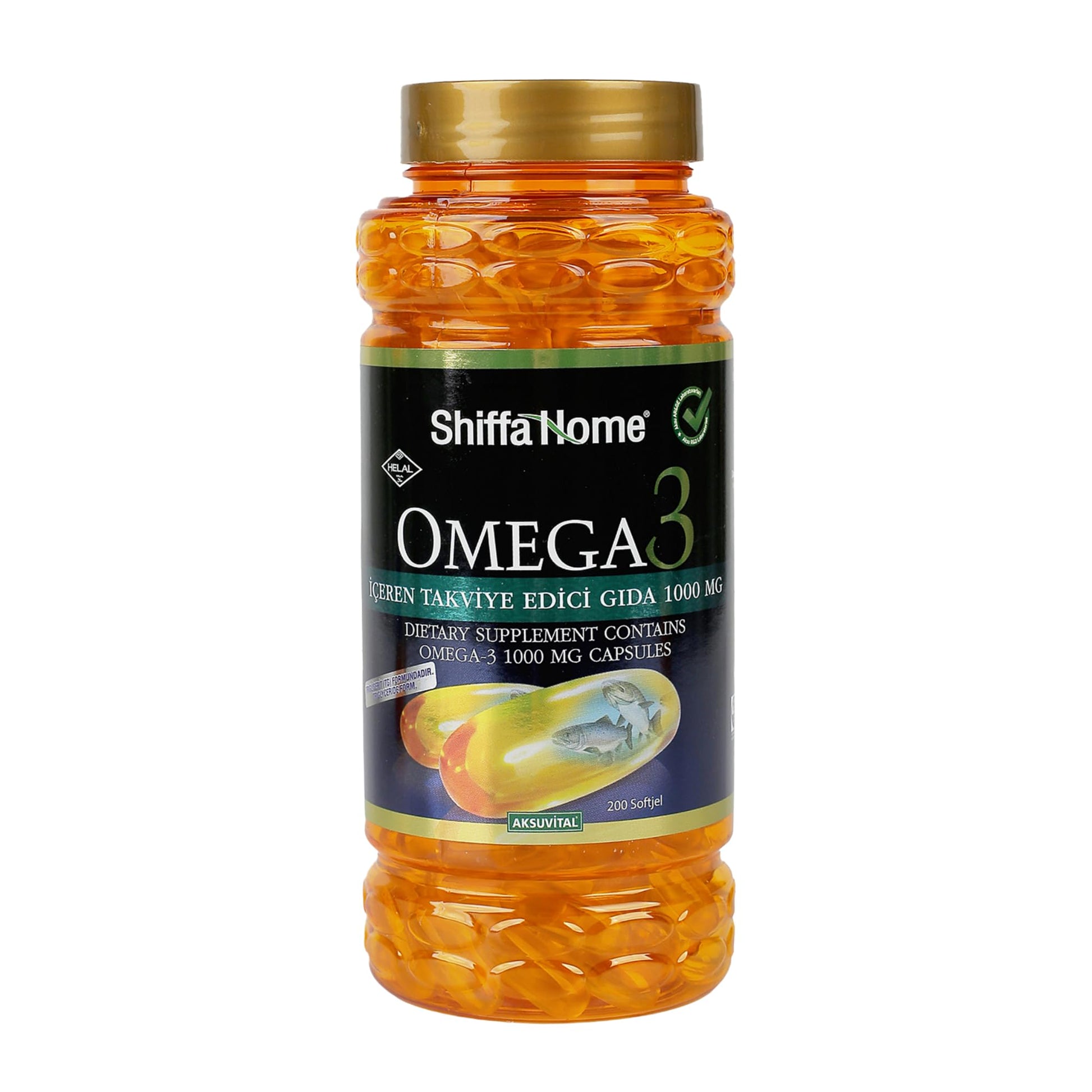 shiffahome Omega-3 Fish Oil 1000 mg Capsule, 200 Count