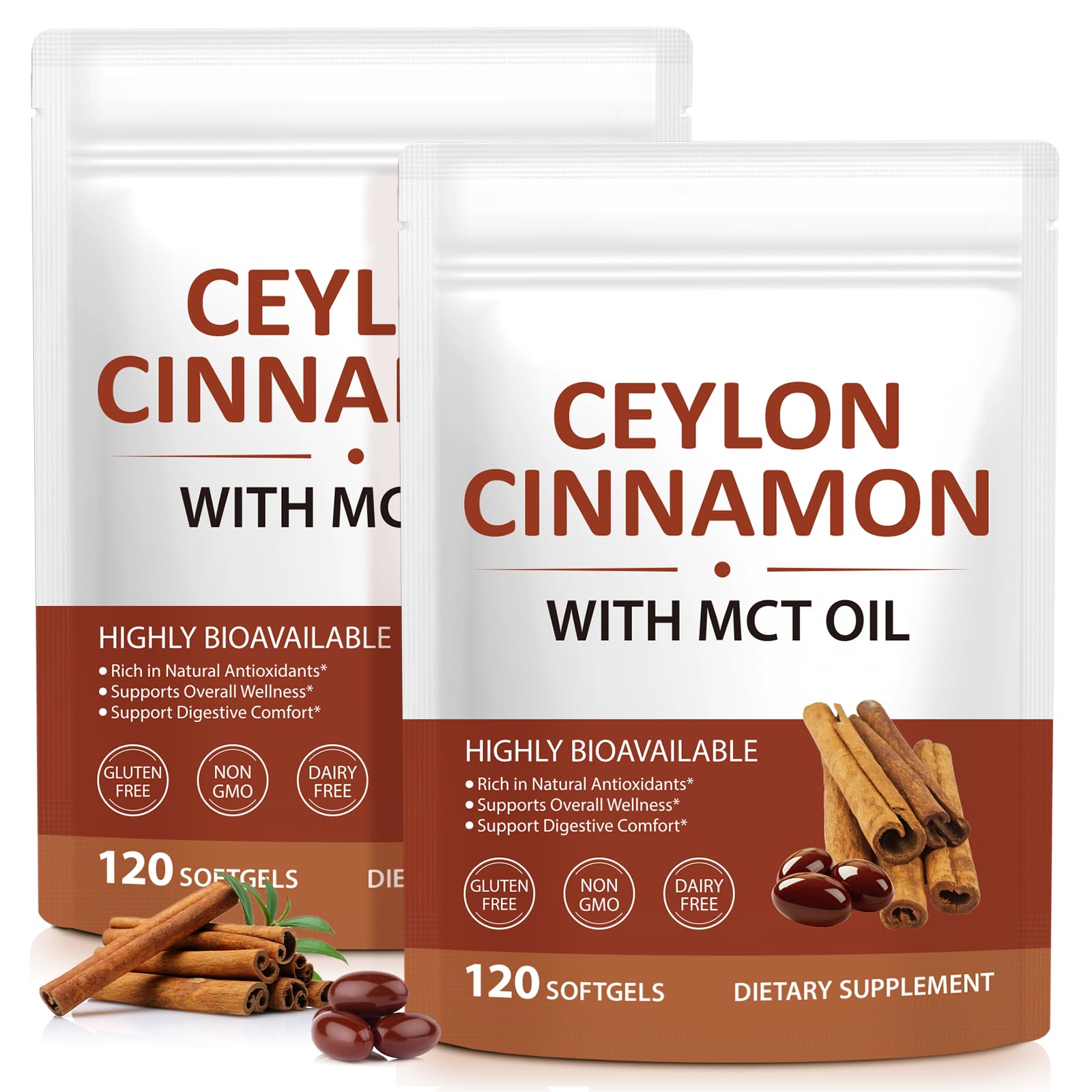 TAKNFDMY Ceylon Cinnamon Softgels with MCT Oil Capsule 240 Count