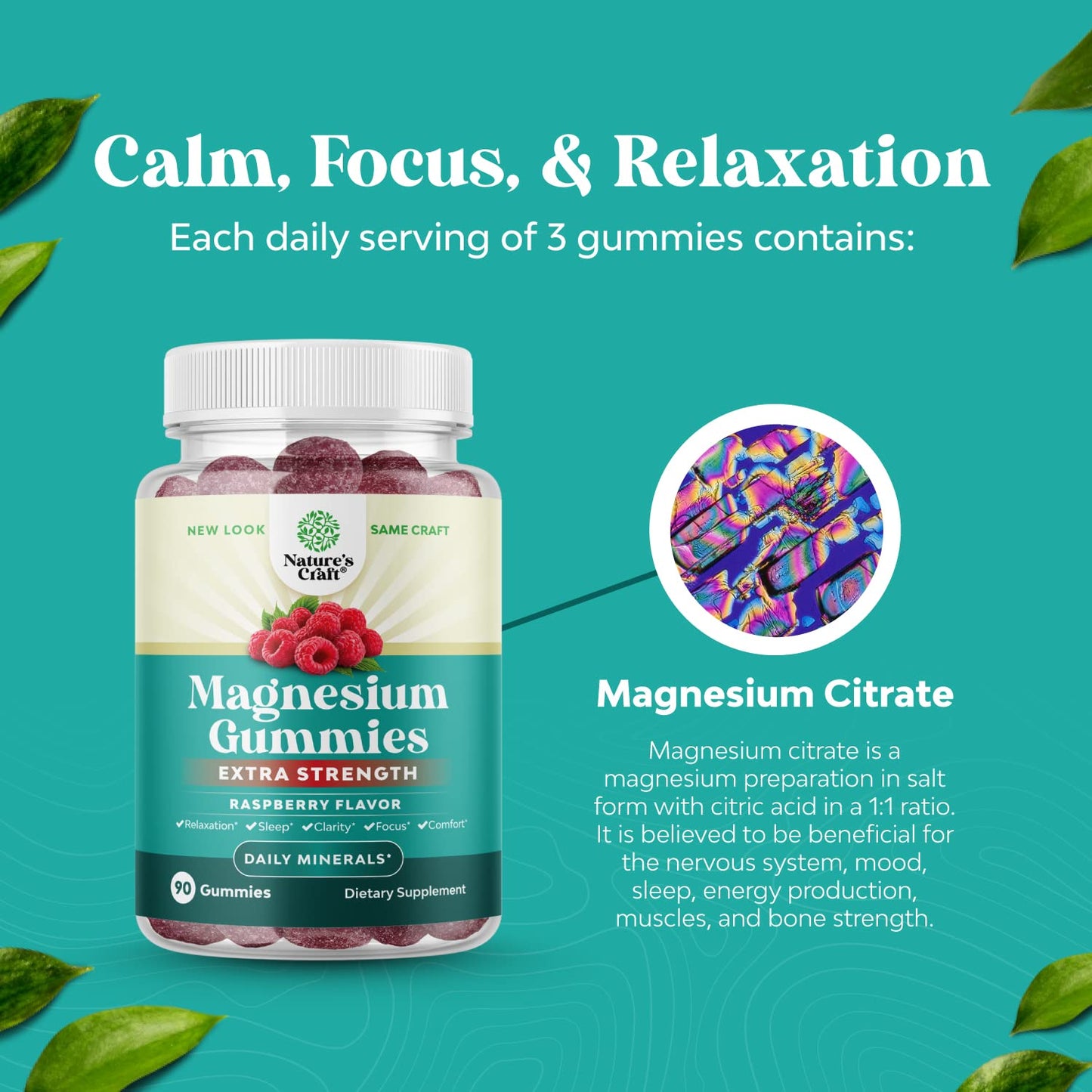 Natures Craft Extra Strength Calm Magnesium Gummies, 90 Count