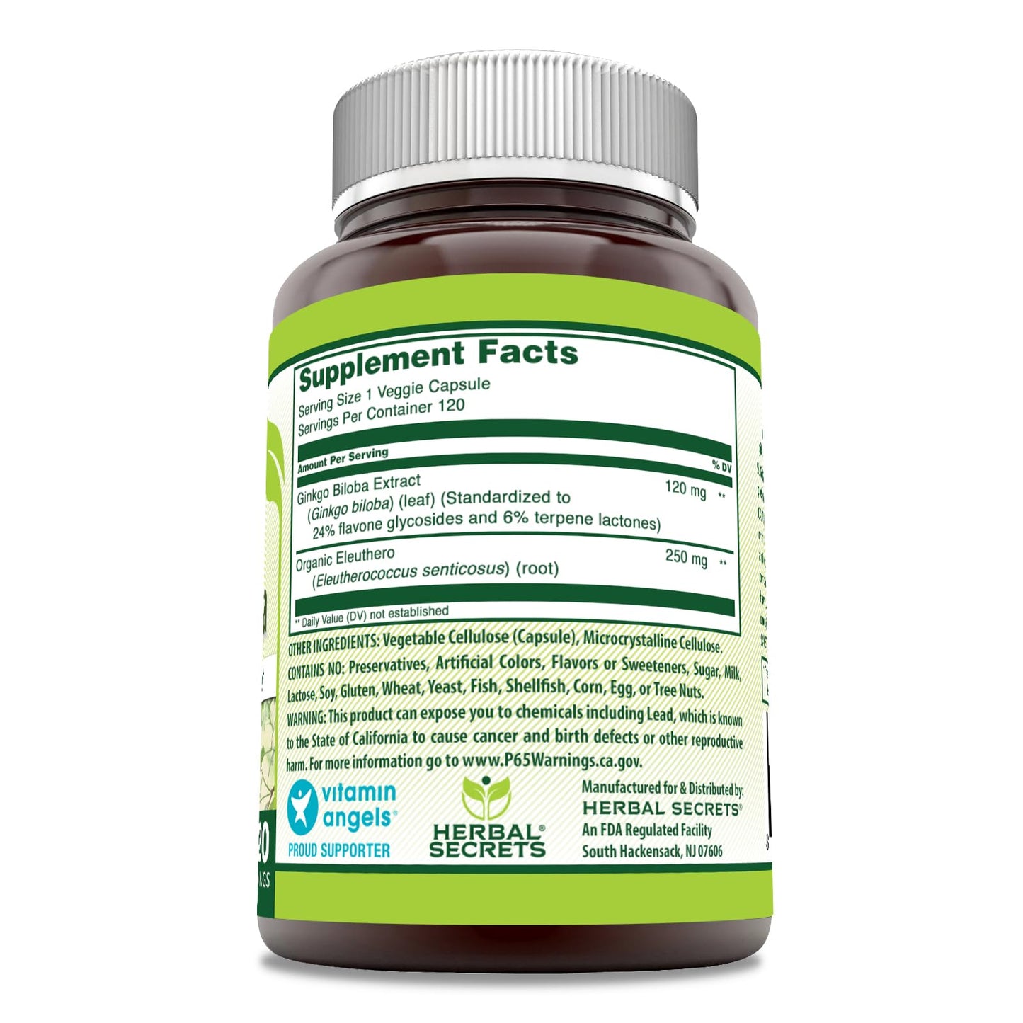 Herbal Secrets Ginkgo Biloba Double Strength Supplement Capsules, 120 Count
