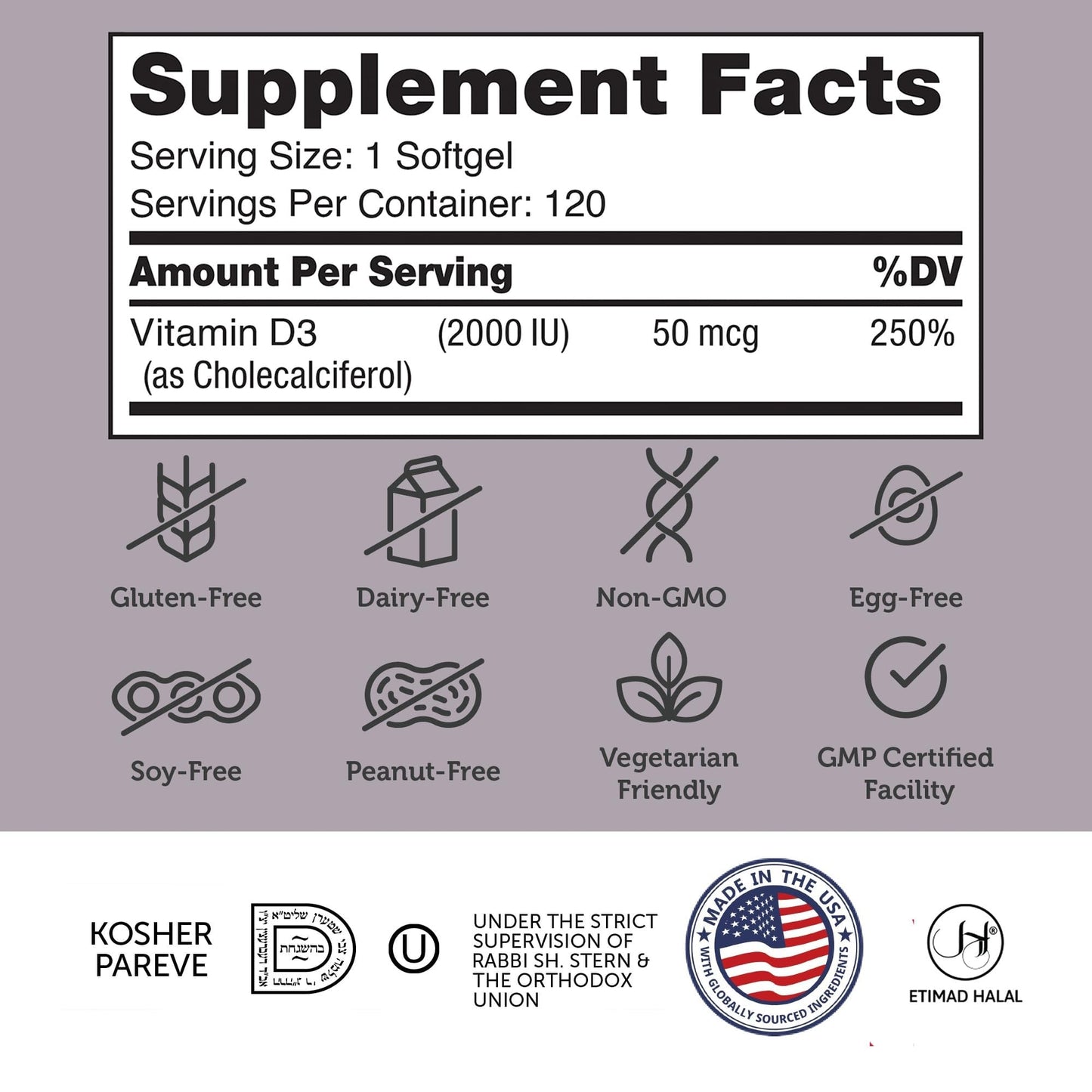Zahler Advanced Vitamin D3 2000 IU Softgels 120 Count