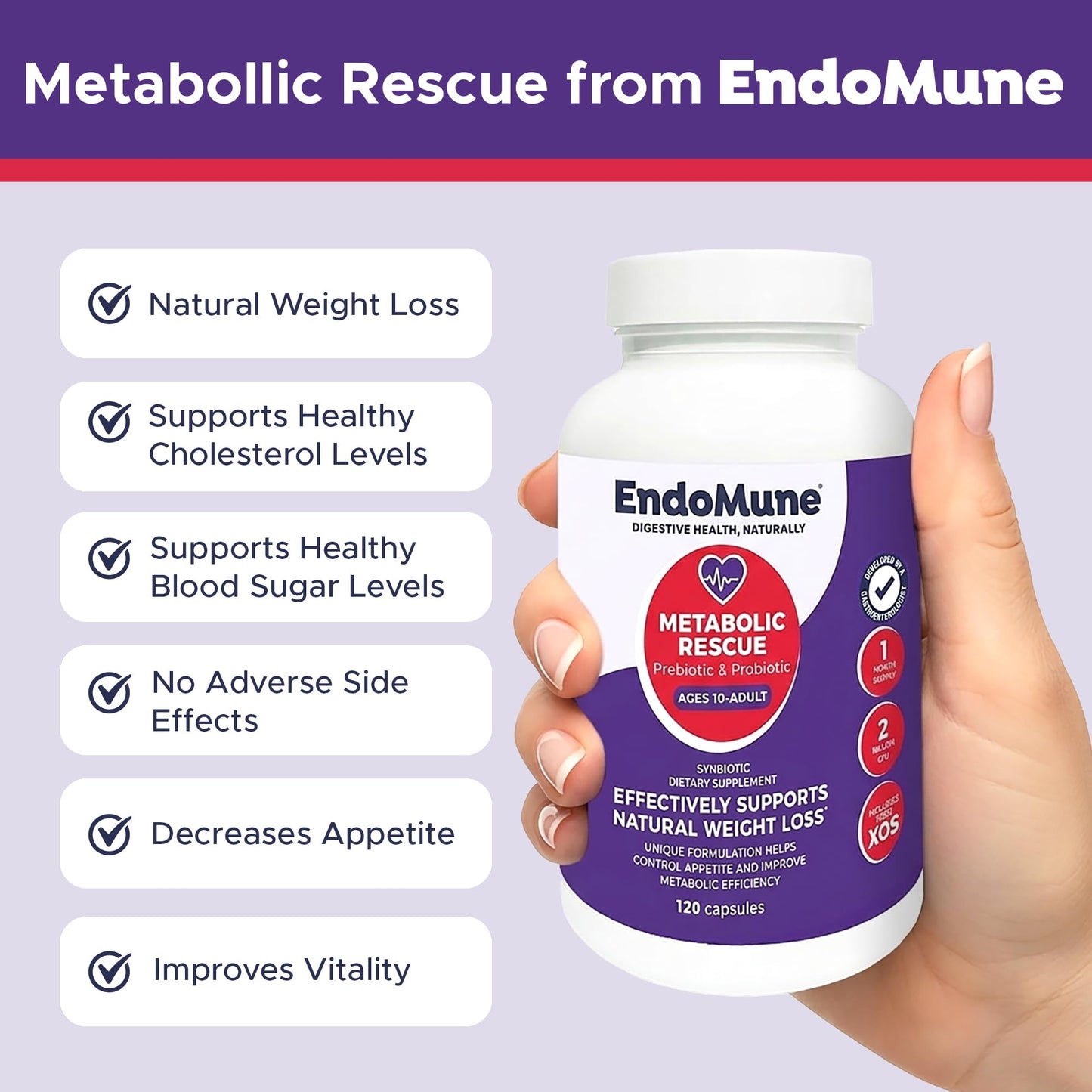 Endomune Metabolic Rescue Prebiotic and Probiotic Capsule 120 Count