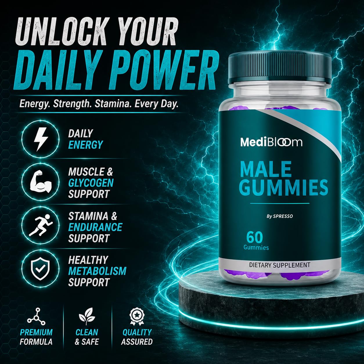 SPRESSO Medibloom Male Gummies, 60 Count
