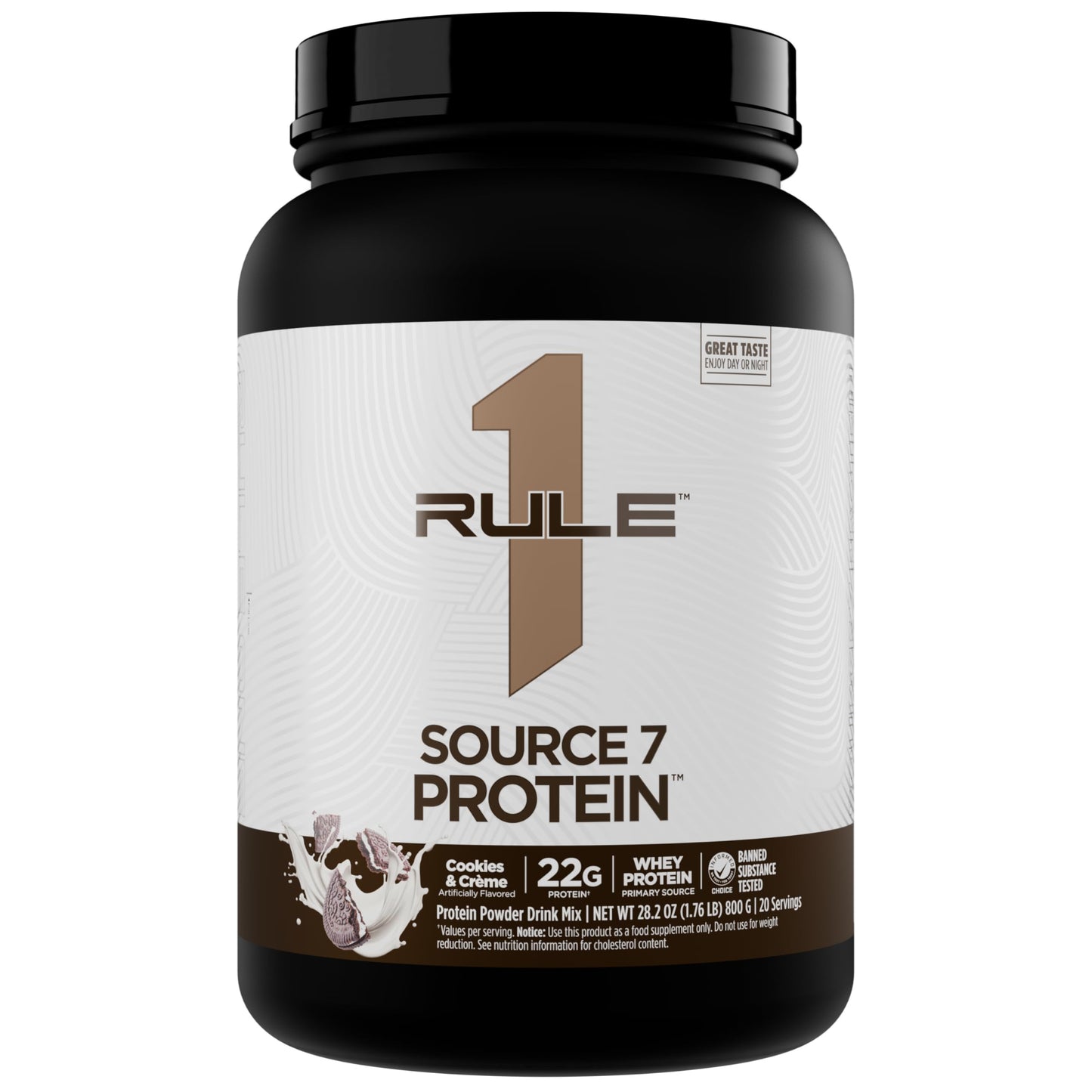 Rule 1 Proteins Source 7 Protein Powder Cookies & Cream 28 oz