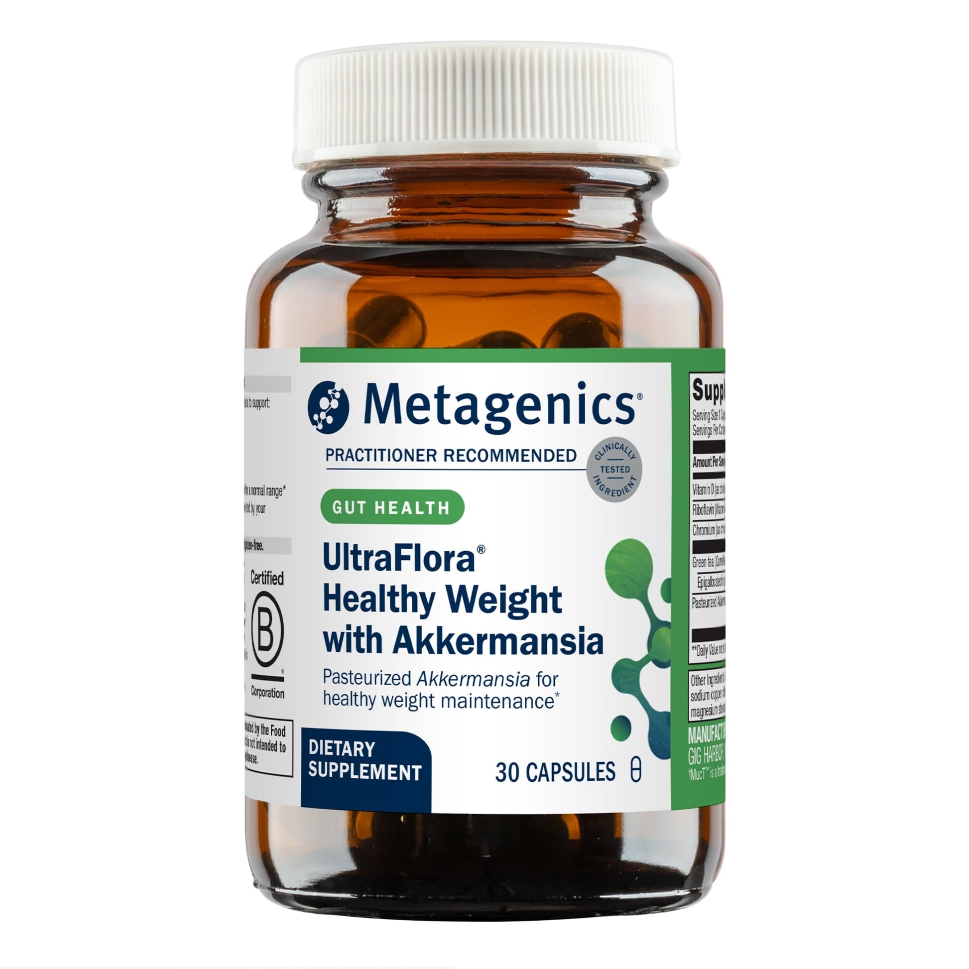 Metagenics UltraFlora Healthy Weight with Akkermansia Capsules, 30 Count