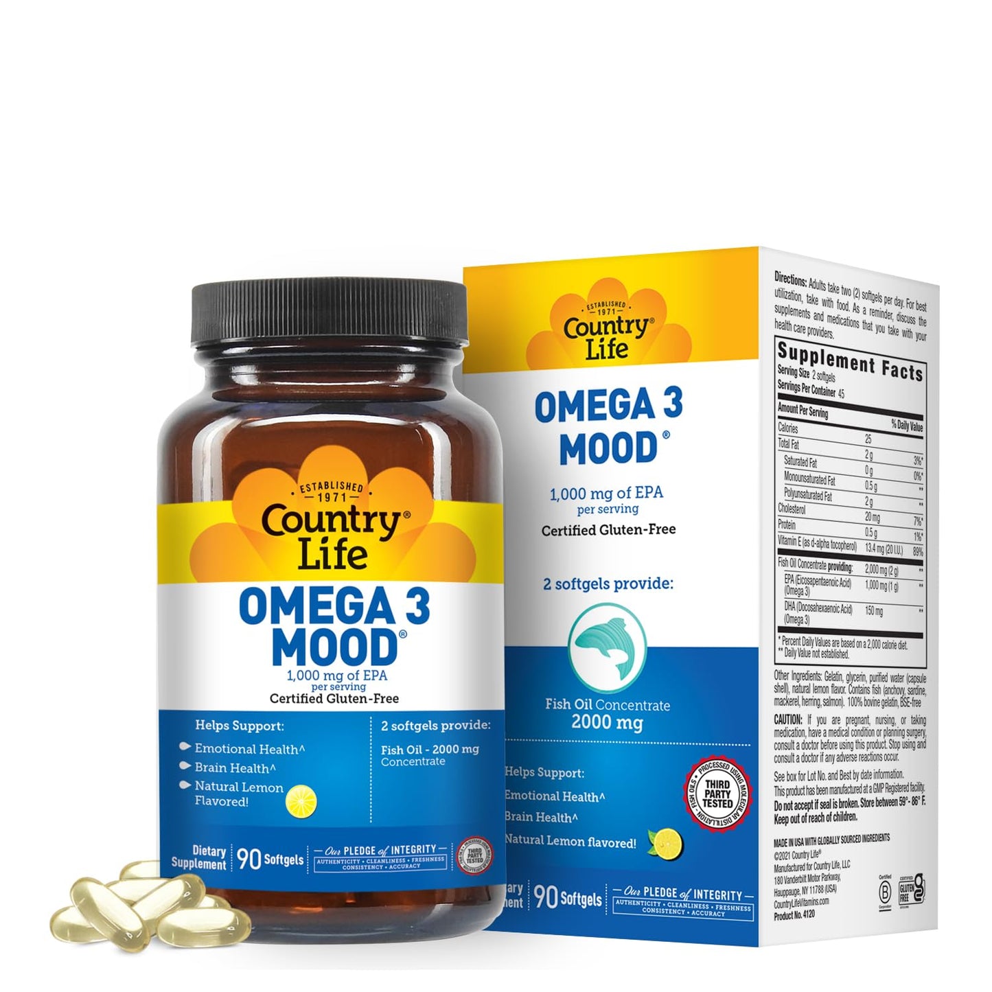 Country Life Omega 3 Mood Fish Oil Softgels 90