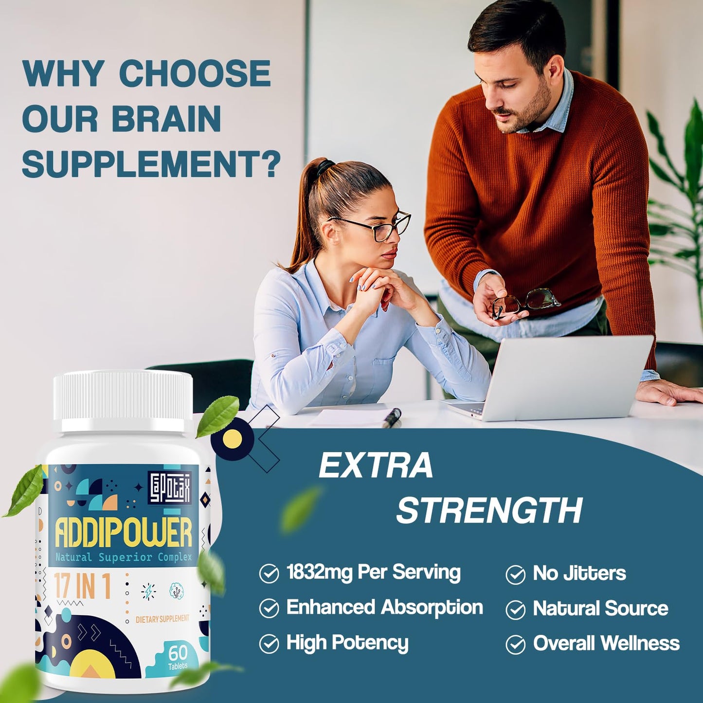 Sapotax 17-in-1 Brain Supplement for Memory and Focus, 120 Tablets