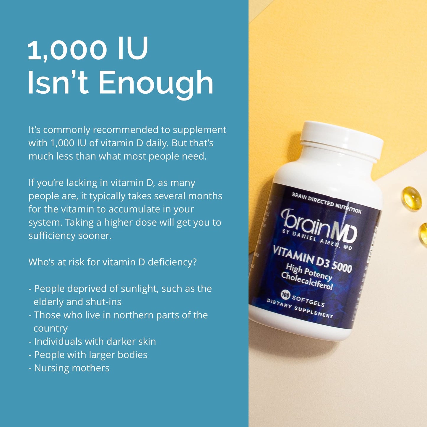 BRAINMD Dr Amen Vitamin D3 5000 Softgels 100