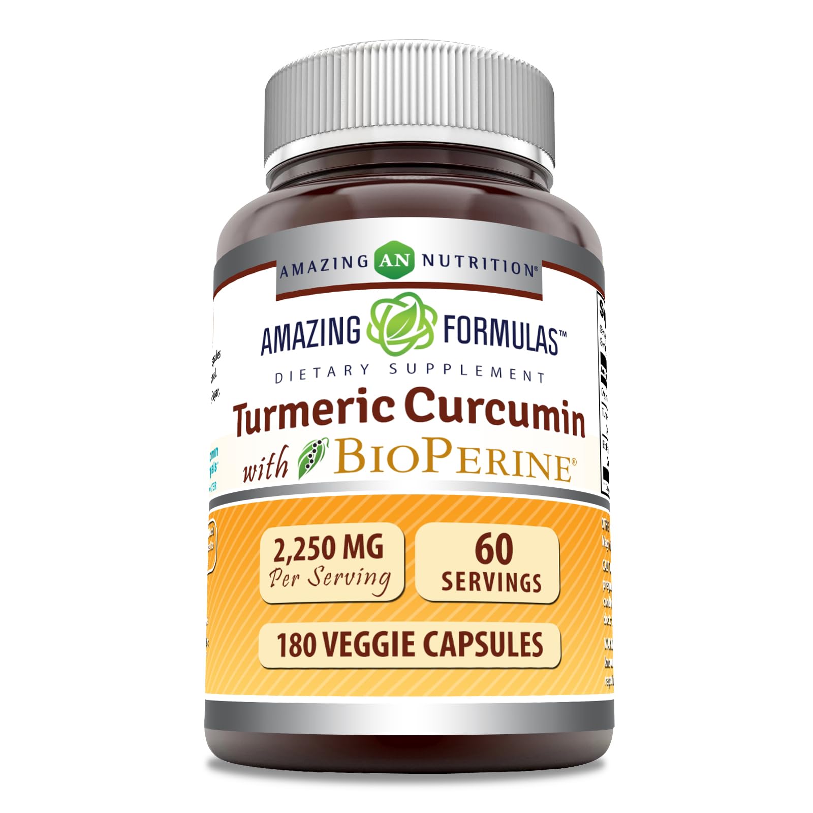 Amazing Nutrition Turmeric Curcumin with Bioperine Supplement Capsules 180 Count