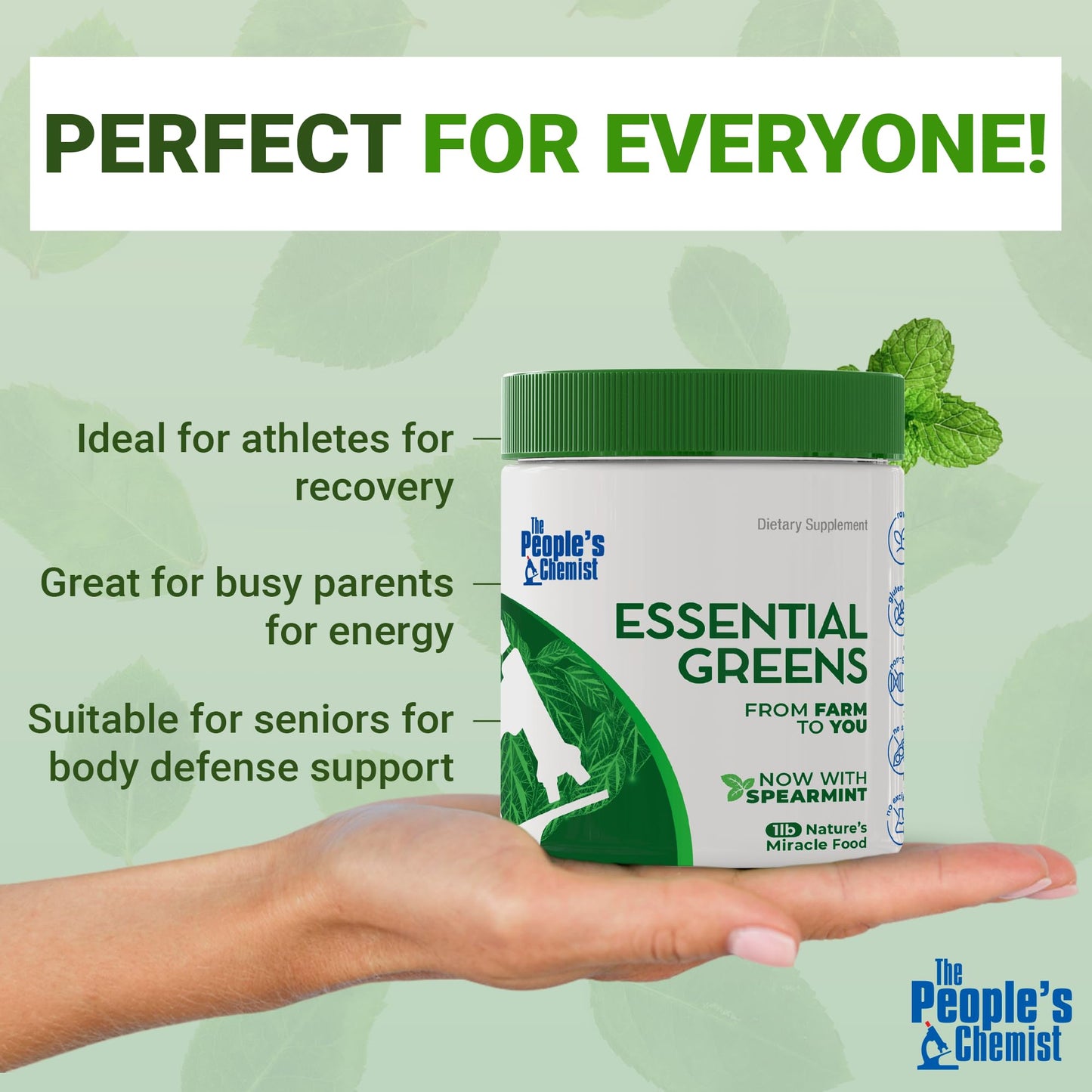 People's Chemist The Essential Greens Organic Moringa, Spirulina, Beetroot, and Probiotics Powder 16 Ounces