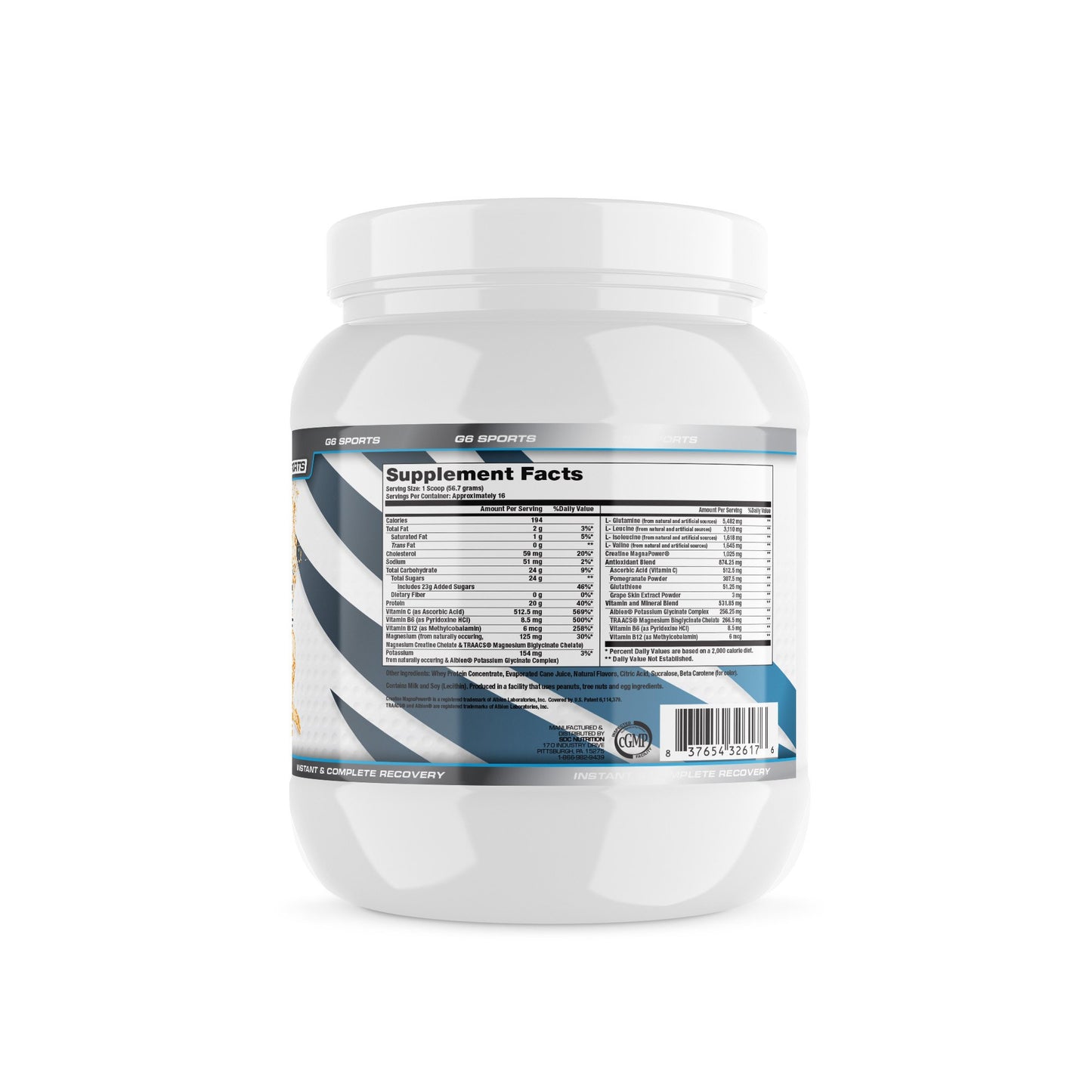 G6 Sports Replenish Instant & Complete Recovery Powder, 2 lb