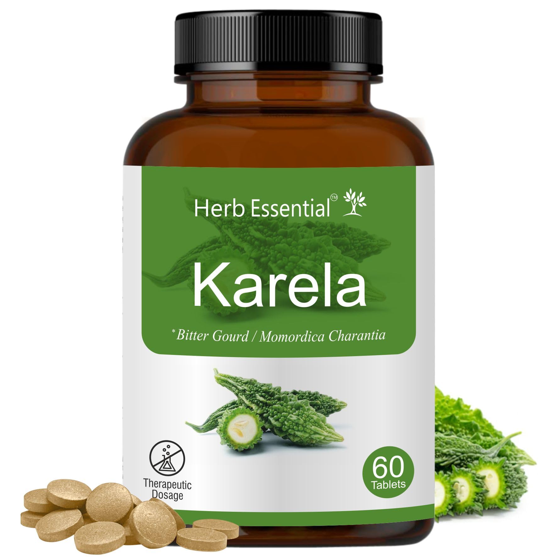 Herb Essential Karela (Bitter Melon) Tablets 500mg, 60 Count