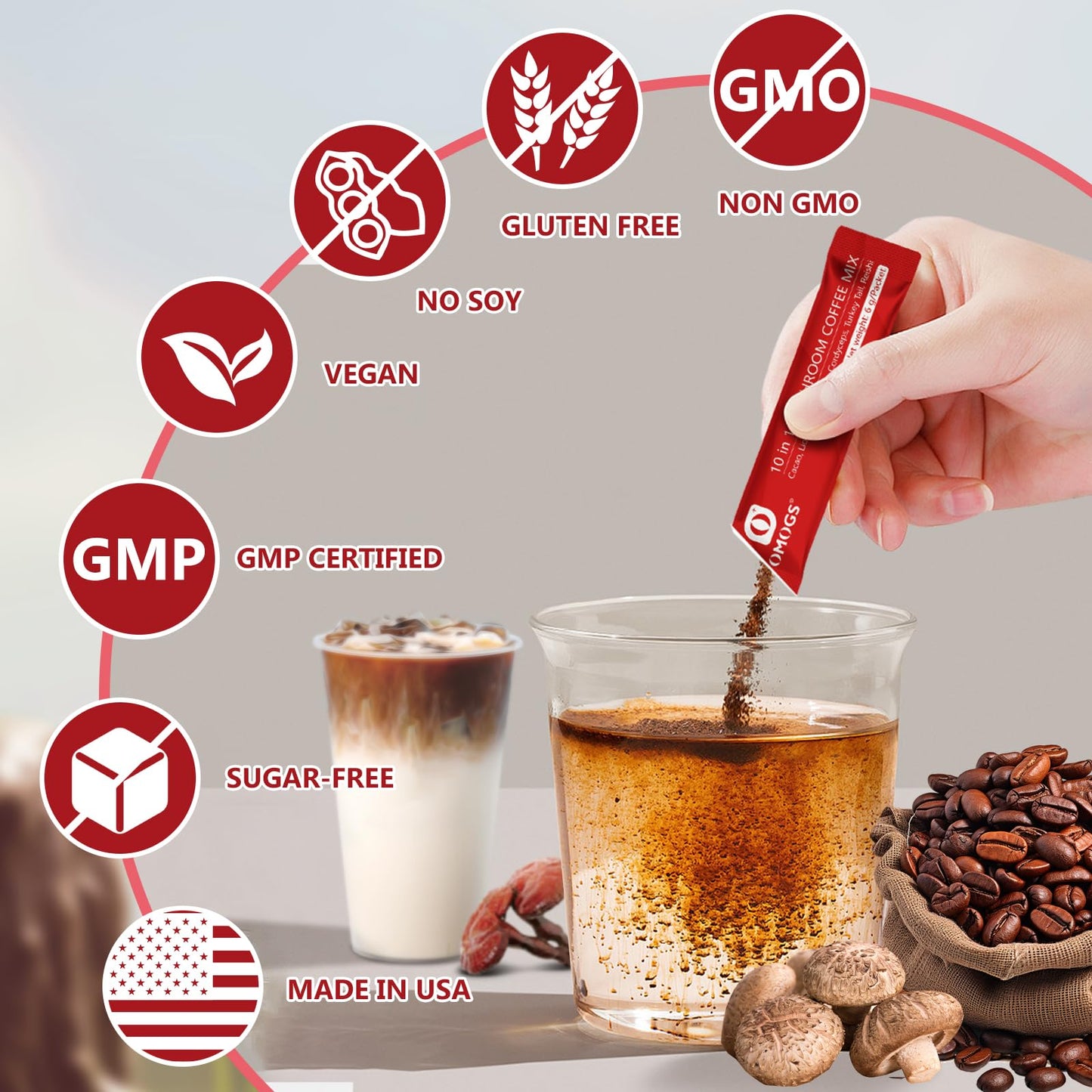 OMOGS Mushroom Coffee Powder, 6 Ounce