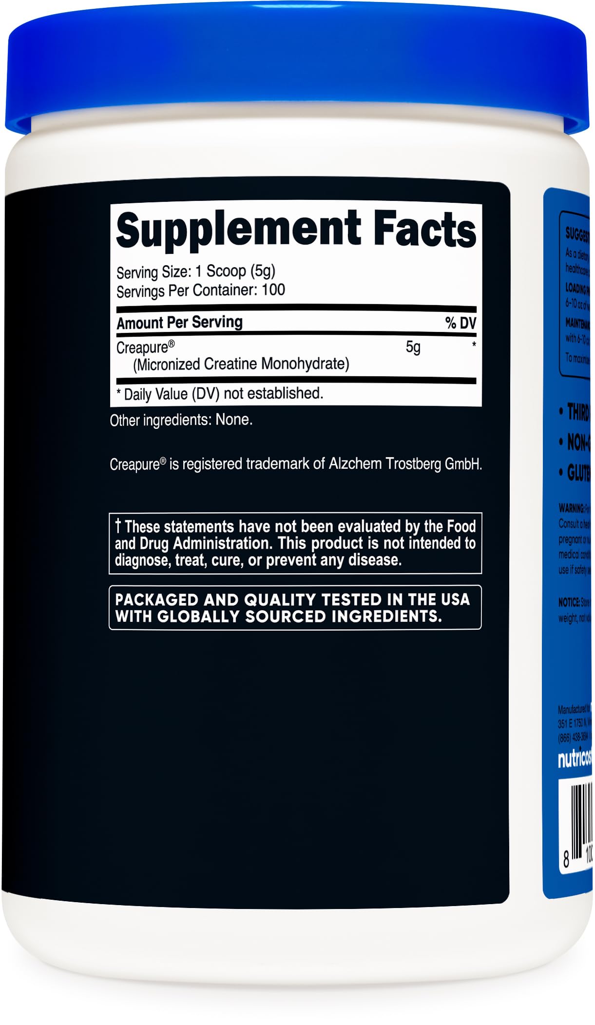 Nutricost Creapure® Creatine Monohydrate Powder 17.637 oz