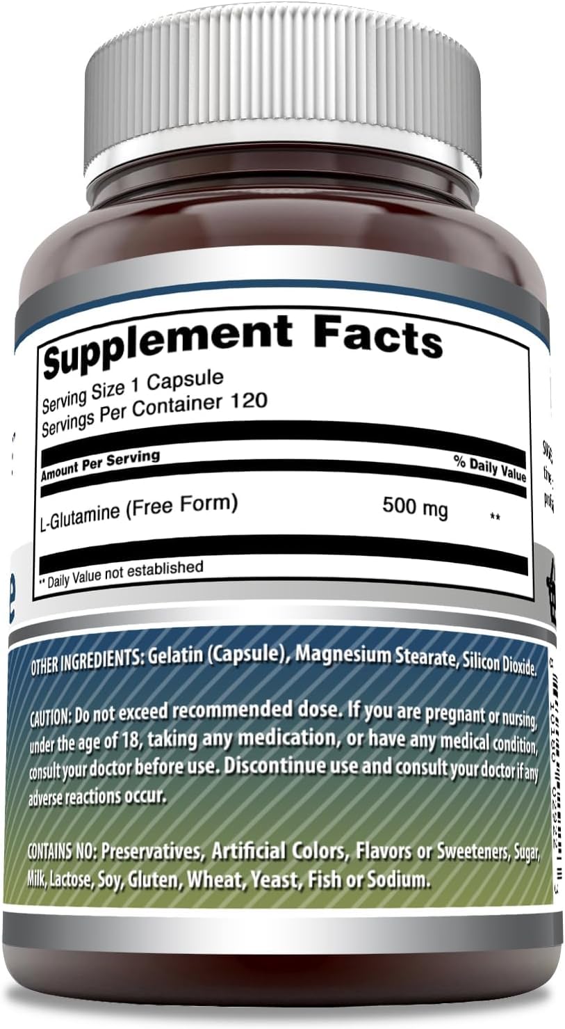 Amazing Nutrition L-Glutamine 500 mg Capsules, 1 Count