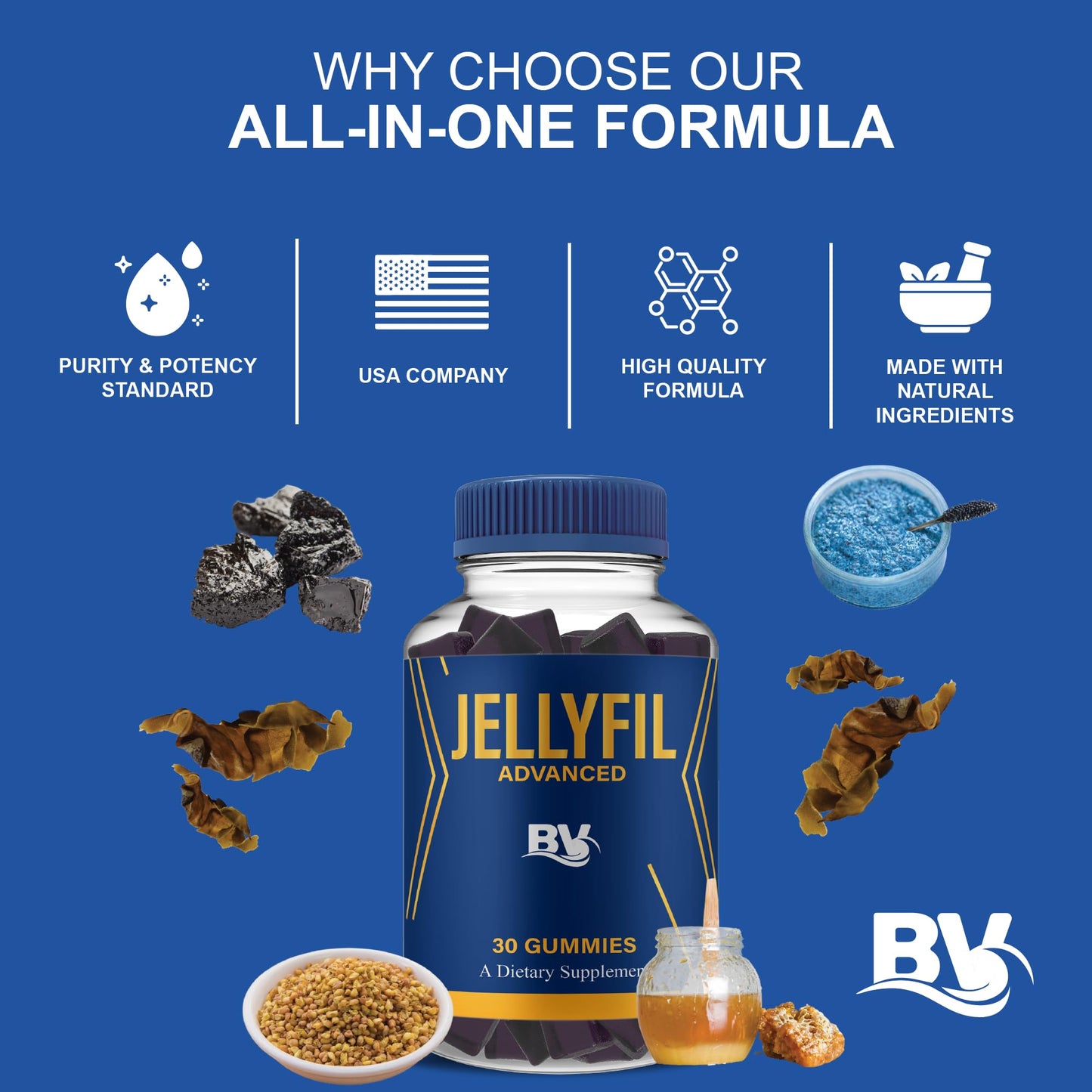 BLUE VIBE JellyFil Advanced Gummies, JellyFil Wellness Support, 60 Gummies