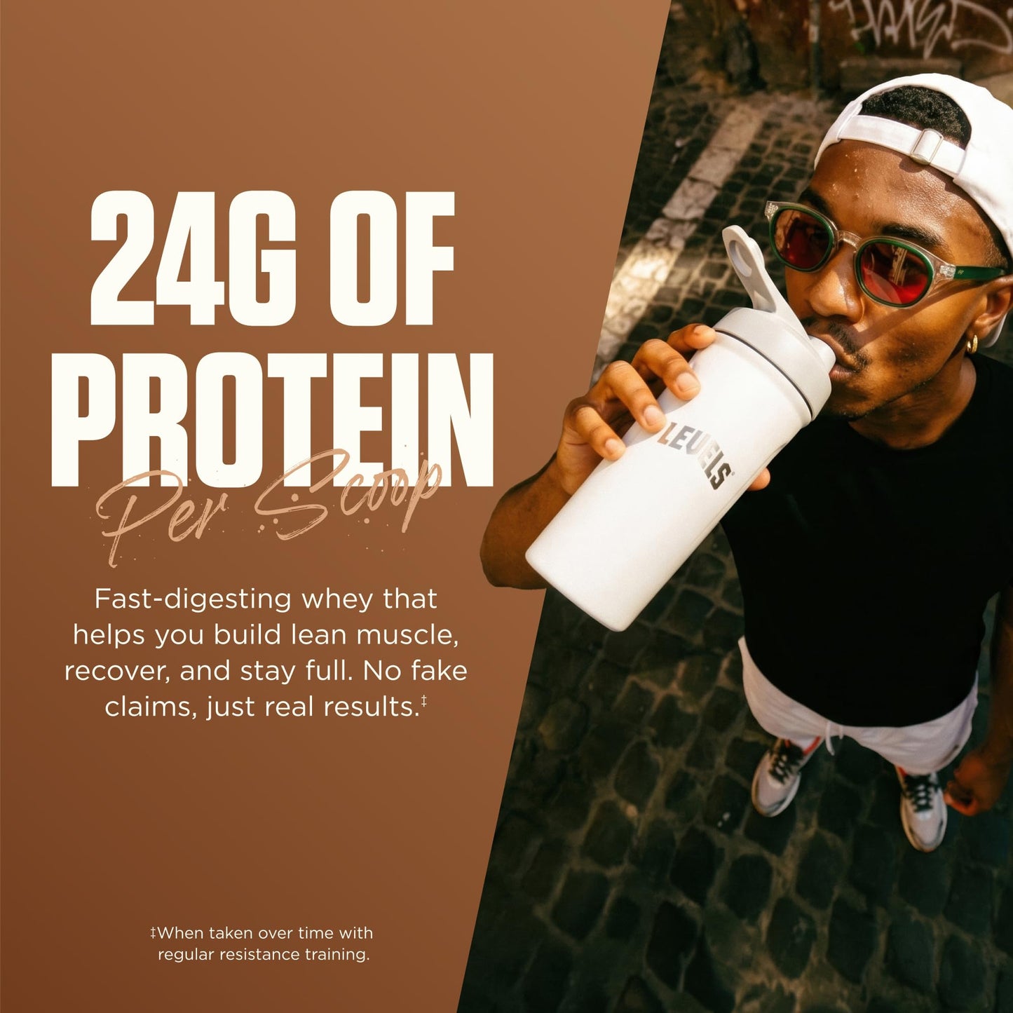 Levels Nutrition Grass Fed Whey Protein Powder Pure Chocolate, 80 Servings