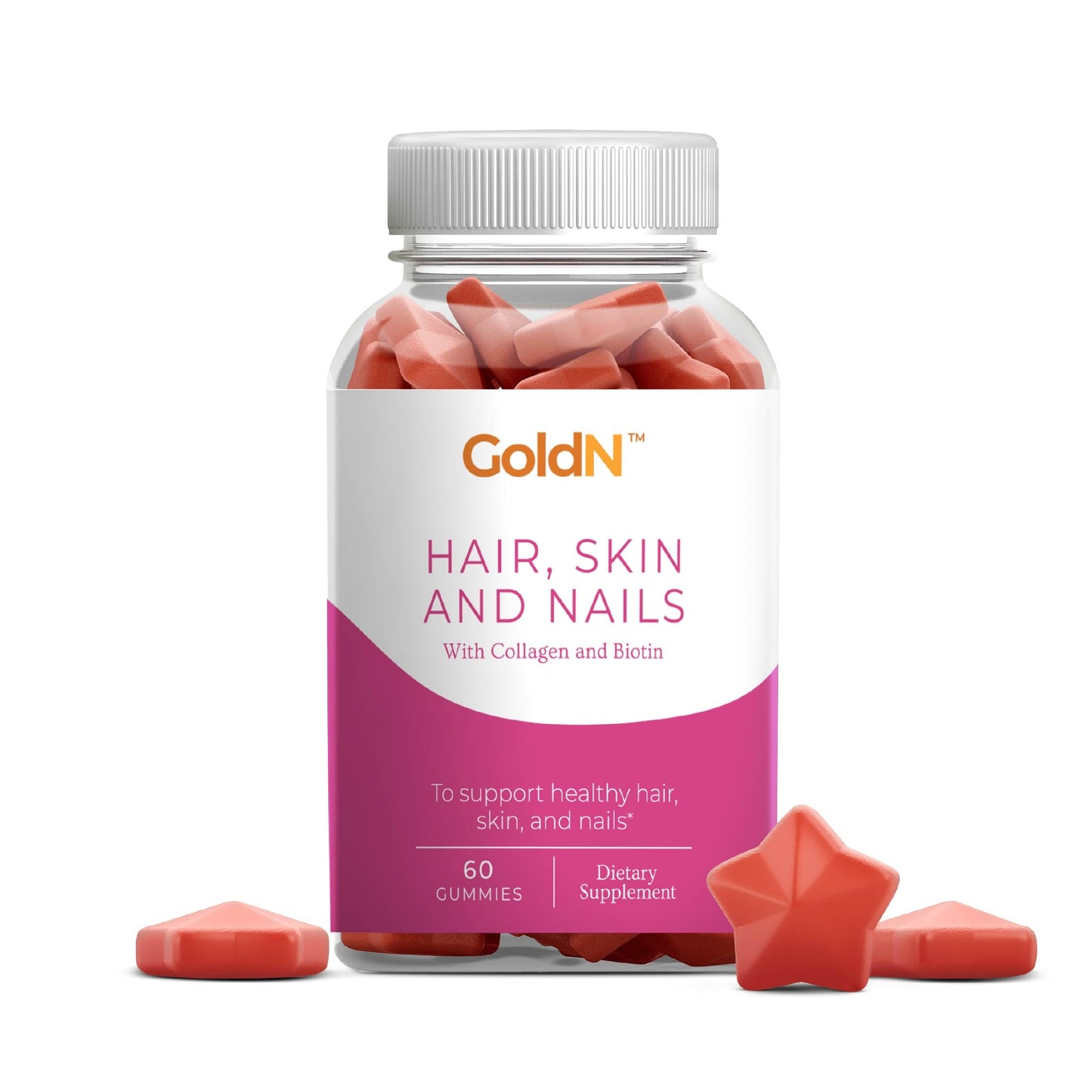 GOLDN Hair, Skin & Nails Premium Gummies with Collagen Chewable 60 Gummies